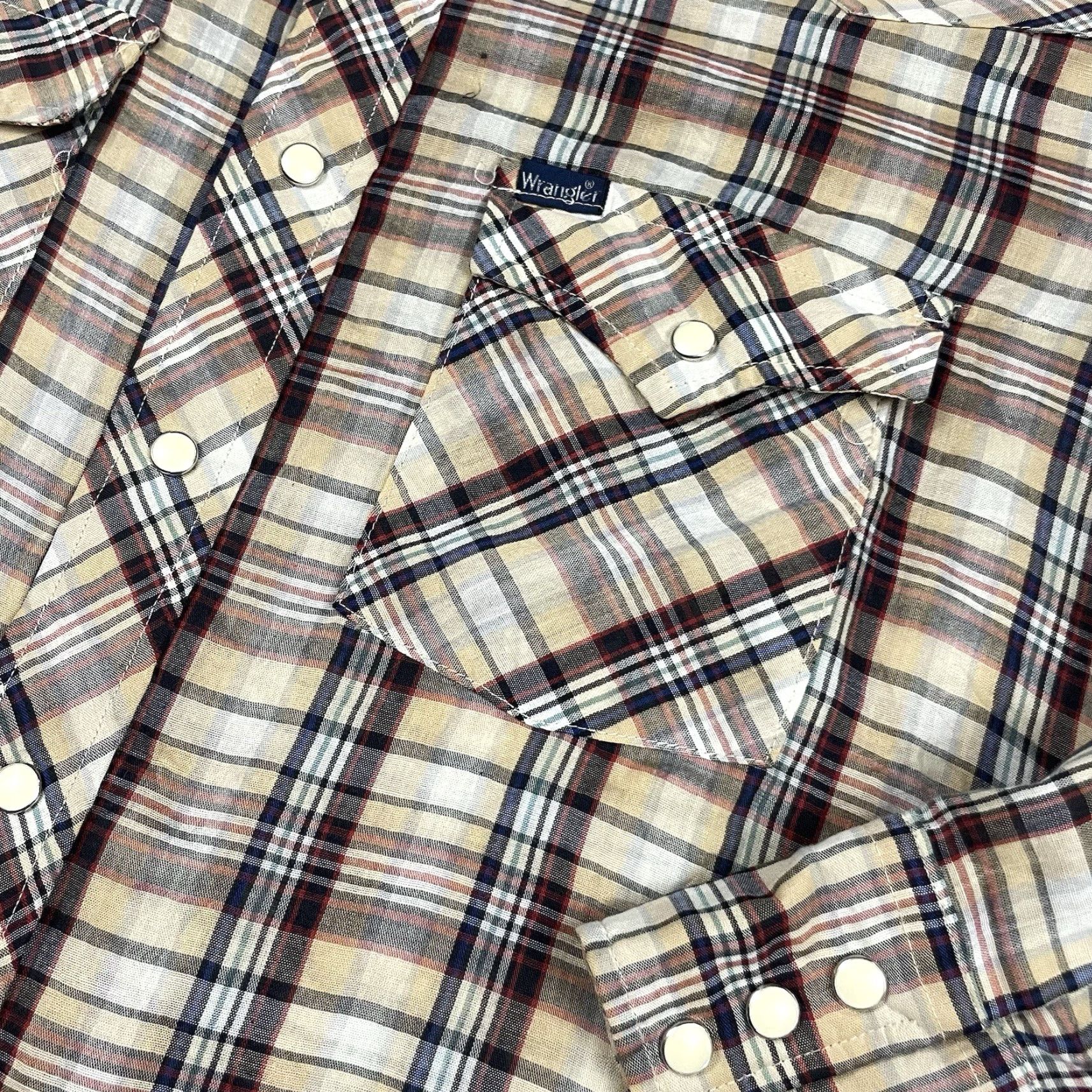 Wrangler VINTAGE Wrangler Shirt Adult Large Brown Western Fashion Pearl Snap Plaid Cowboy Shirt Mens Wrangler Western Fashion Size US L / EU 52-54 / 3 - 3 Thumbnail