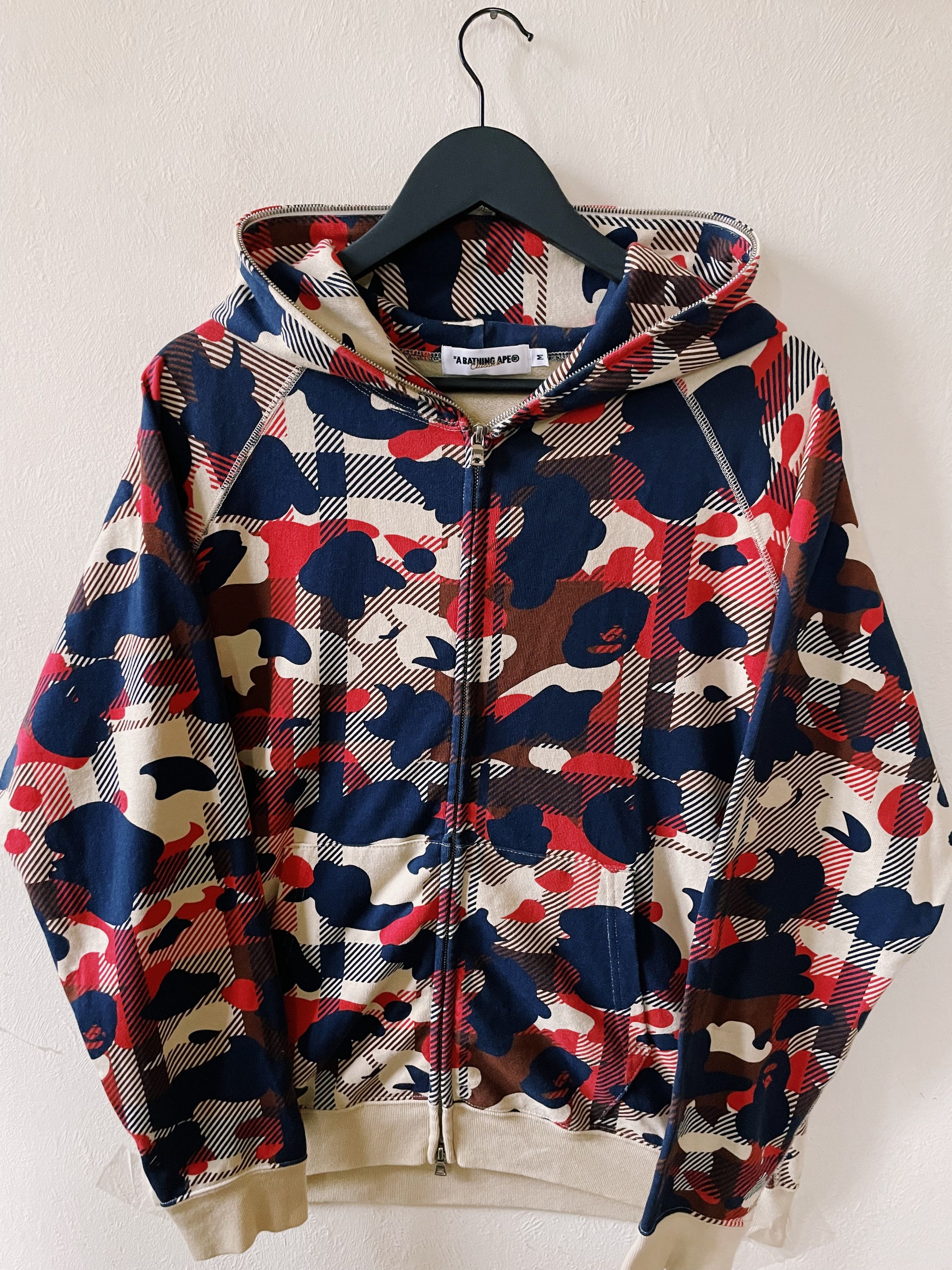 Vintage Y2K Bape Lovegene Camo Check Plaid Full zip Hoodie