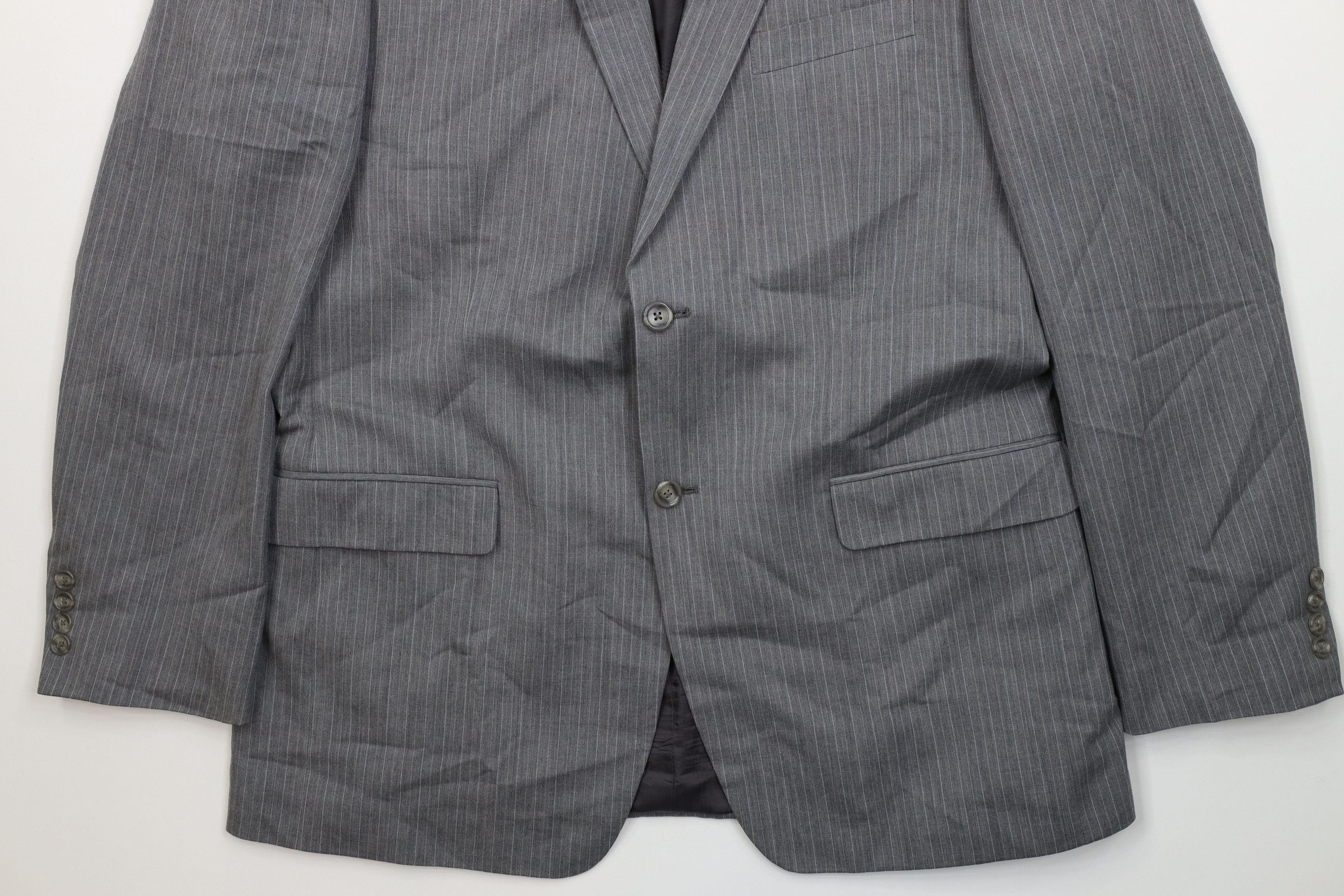 Vintage Vintage 90s Streetwear 3 Piece Wool Pinstriped Suit Size 44L - 4 Thumbnail