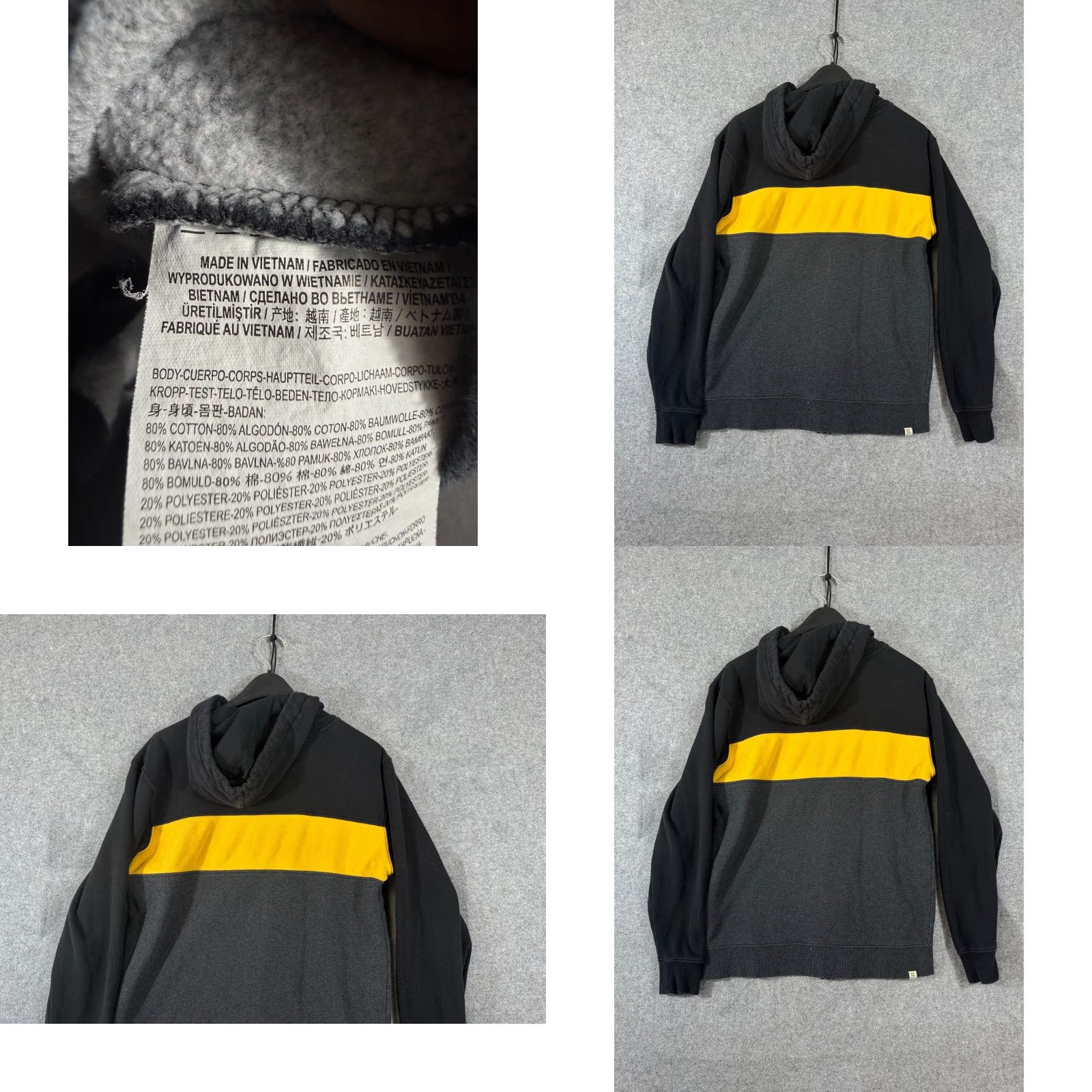 Vans VANS Hooded Sweatshirt Mens S Black Gray Colorblock Checkerboard Zip Up Pockets Size US S / EU 44-46 / 1 - 8 Thumbnail