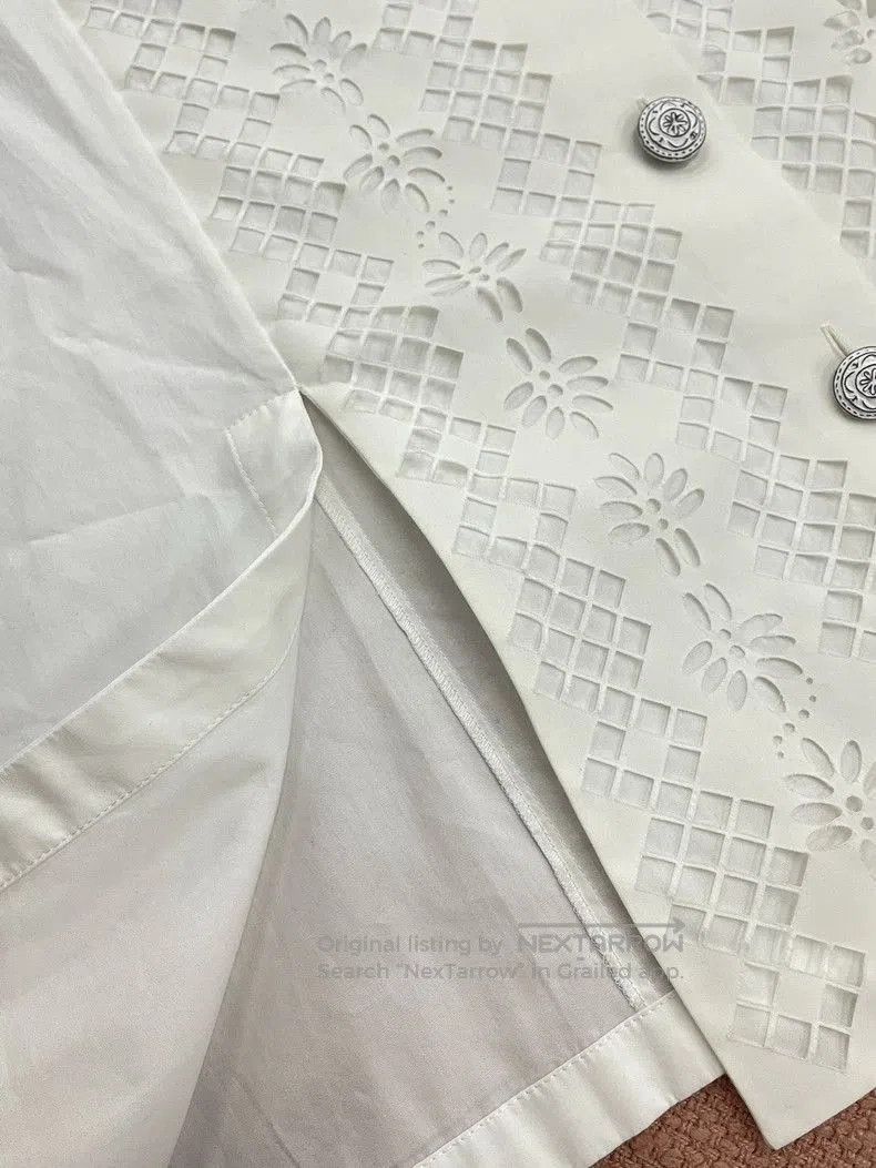 Chanel Chanel White Paneled Hollow Out Collar Shirt Long Sleeve To Size US M / EU 48-50 / 2 - 4 Thumbnail
