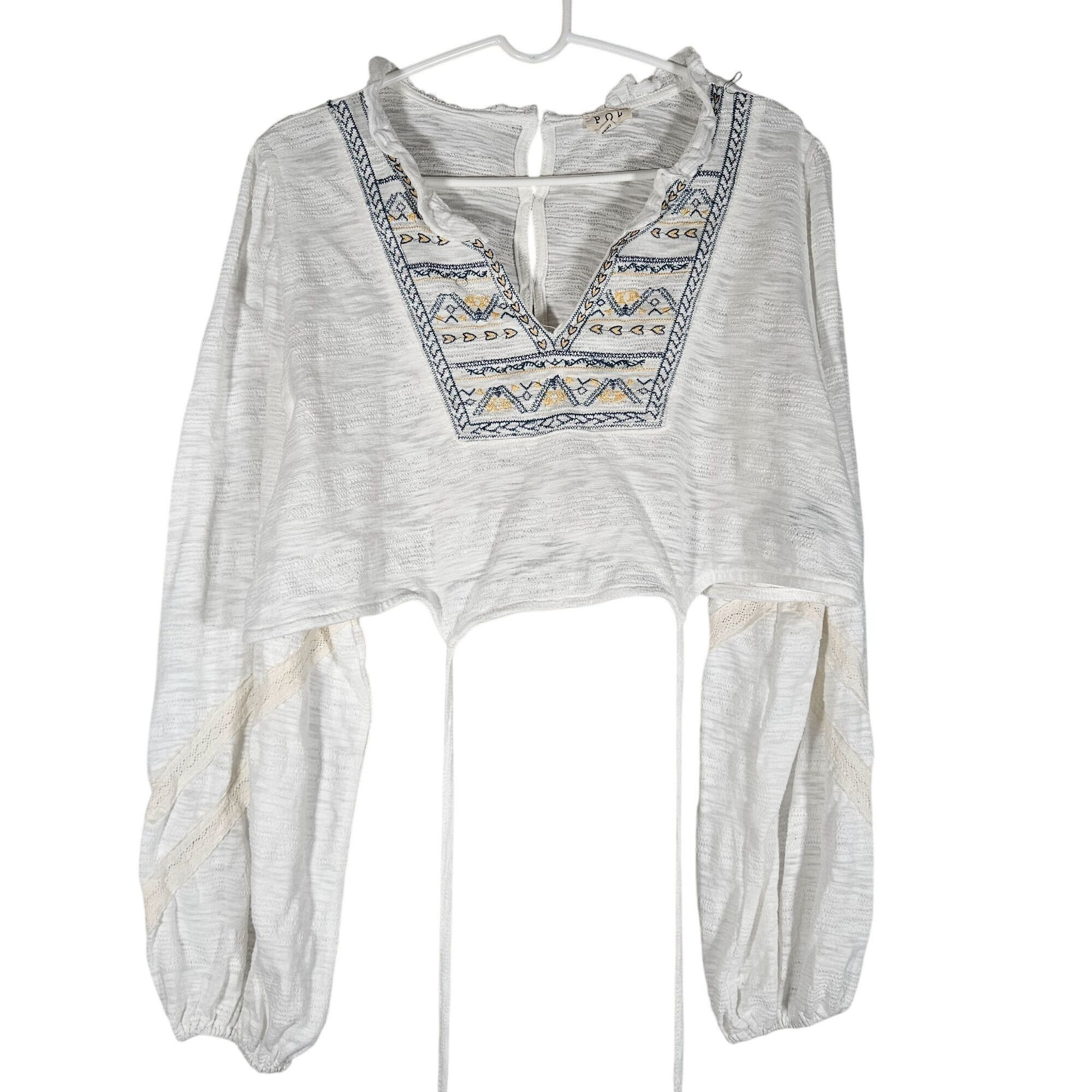 Other Pol White M Peasant Top Boho Embroidered Festival Cottagecor Size M / US 6-8 / IT 42-44 - 3 Thumbnail