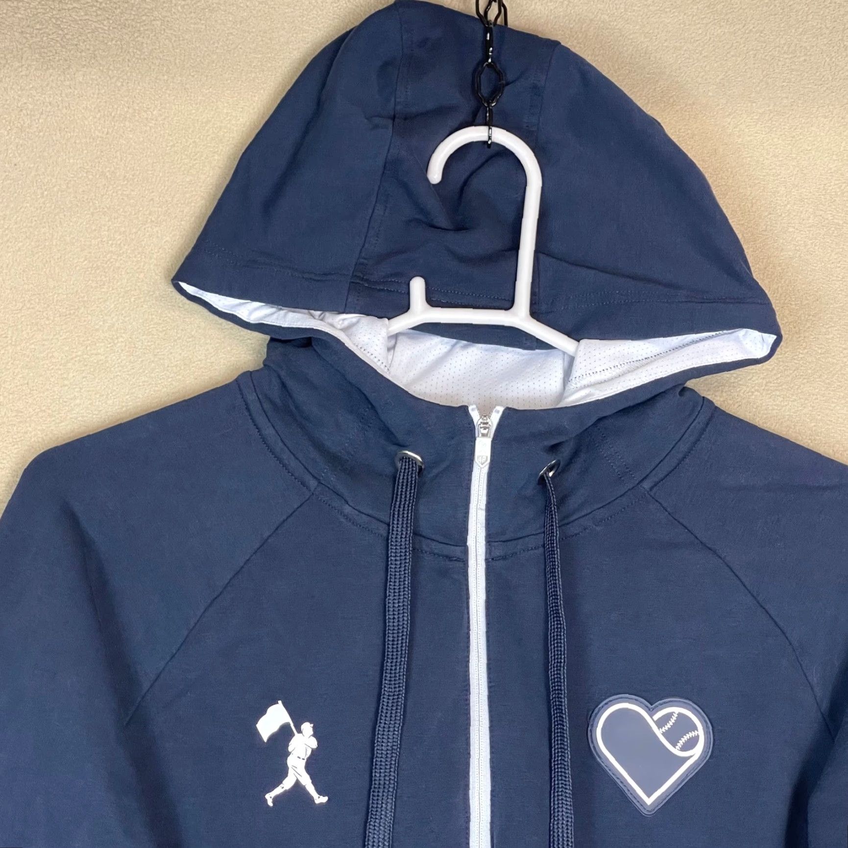 Vintage Baseballism Navy Blue Half Zip Hooded Sweatshirt Women's M Baseball Heart Logo Size M / US 6-8 / IT 42-44 - 2 Thumbnail