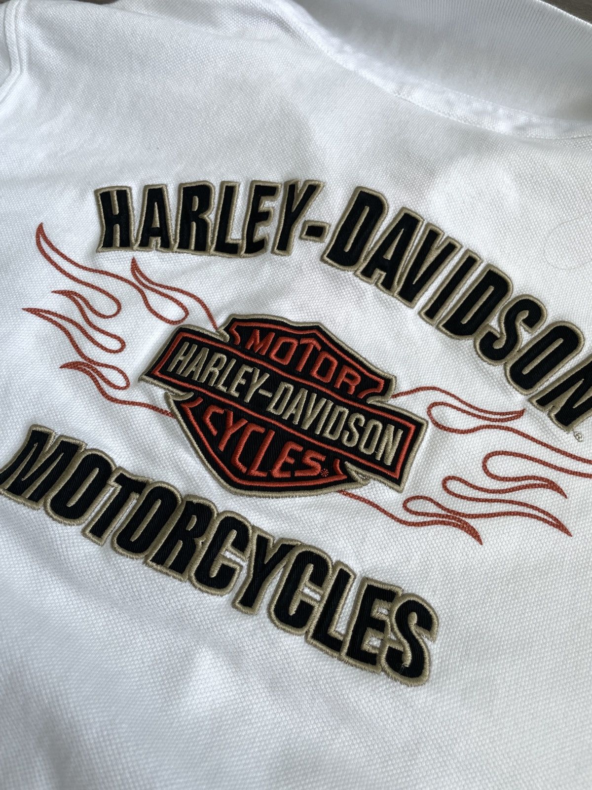 Harley Davidson Y2K Harley Davidson “Biker Flames” Polo Shirt (Sz. L) Size US L / EU 52-54 / 3 - 6 Thumbnail