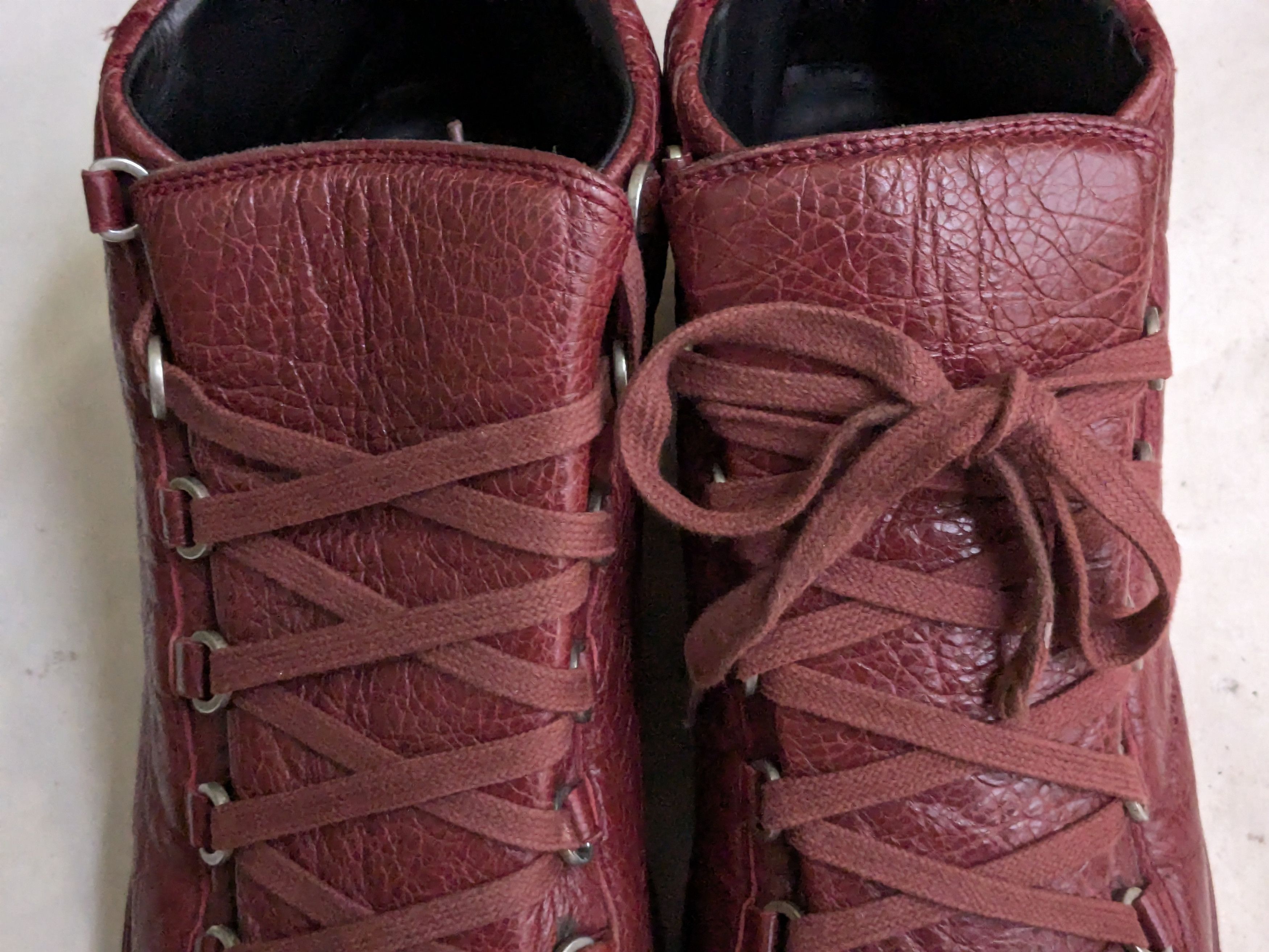 Balenciaga Balenciaga Arenas Burgundy Leather 12 High Tops Size US 12 / EU 45 - 5 Thumbnail