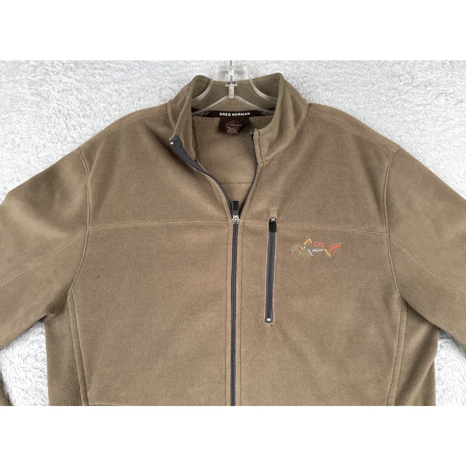 Vintage Greg Norman Jacket Men Small Beige Full Zip Hoodie Polyester Fleece Golf Golfer Size US S / EU 44-46 / 1 - 4 Thumbnail