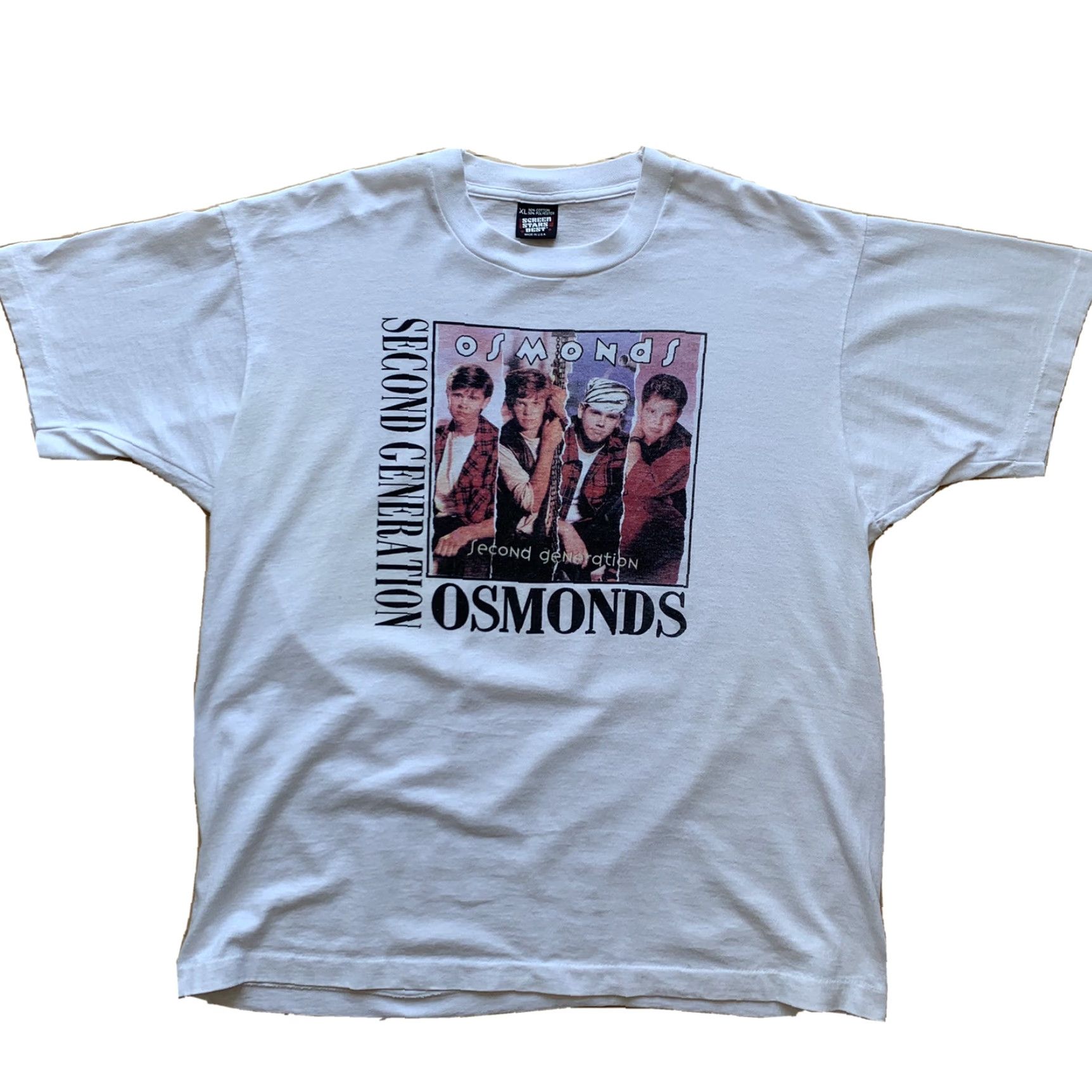 Vintage VINTAGE Screen Stars Osmonds Second Generation Shirt XL White Crew Neck Short Sleeve Music 80s Band Logo Men's T-Shirt Size US XL / EU 56 / 4 - 2 Thumbnail