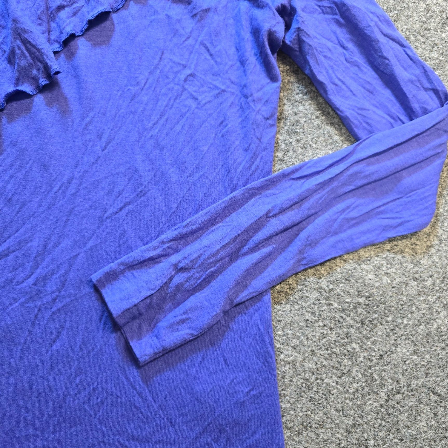 Ralph Lauren Lauren Ralph Lauren Top Womens XL Purple Ruffle Pima Cotton Long Sleeve Casual Size XL / US 12-14 / IT 48-50 - 4 Thumbnail