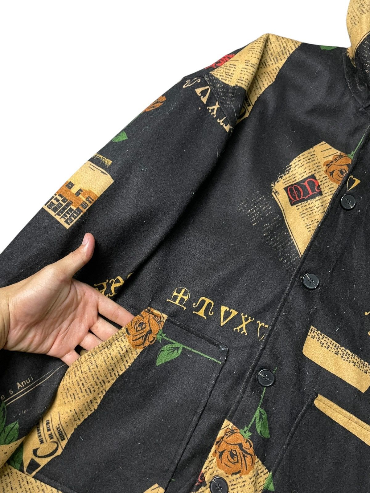 Japanese Brand × Vintage Japanese Brand Newspaper Graphic Hooded Jacket (107) Size US XXL / EU 58 / 5 - 5 Thumbnail