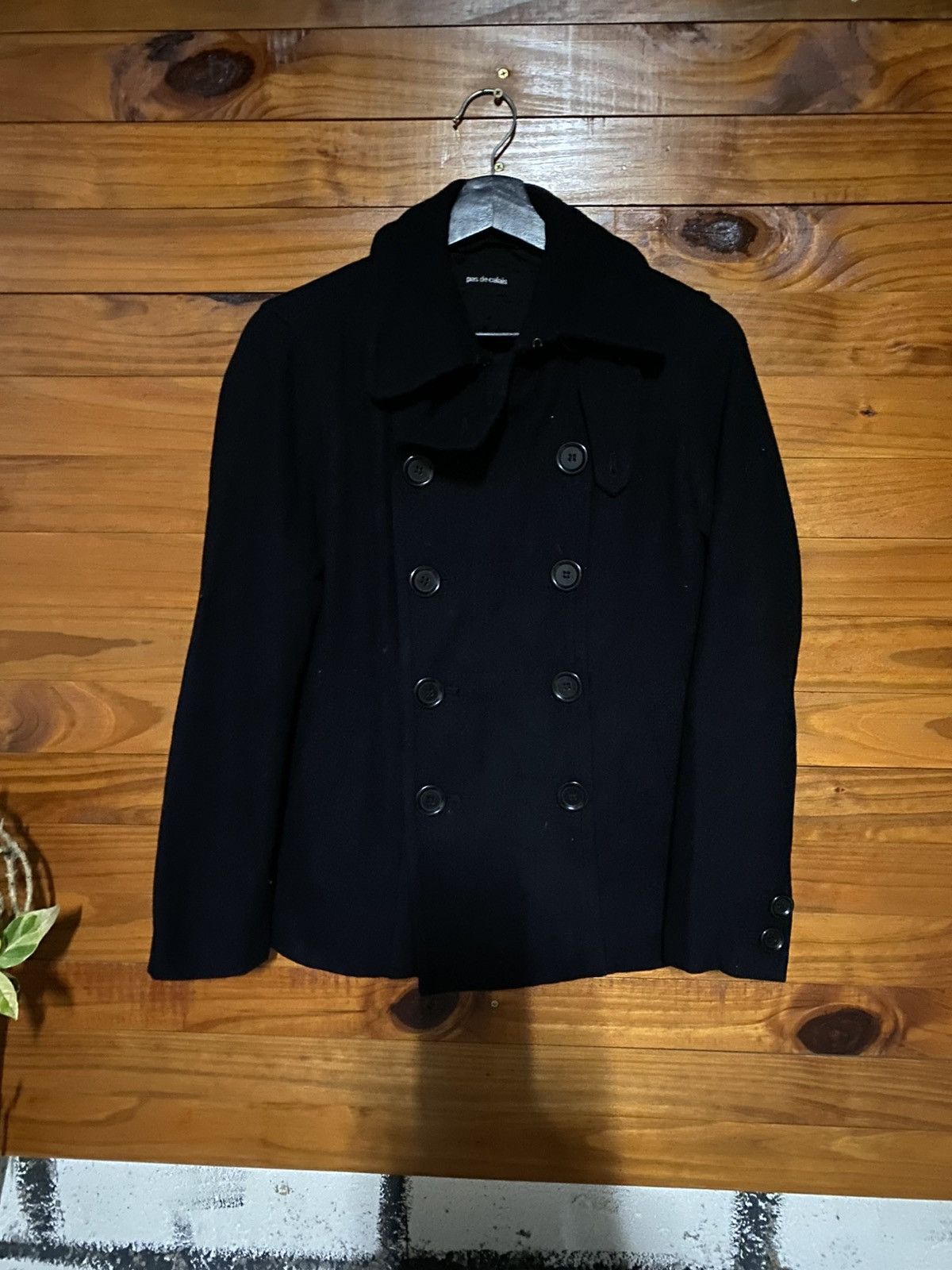 Pas de Calais Pas de Calais Black Wool Pea Coat – Double Breasted Jacket Size M / US 6-8 / IT 42-44 - 3 Thumbnail