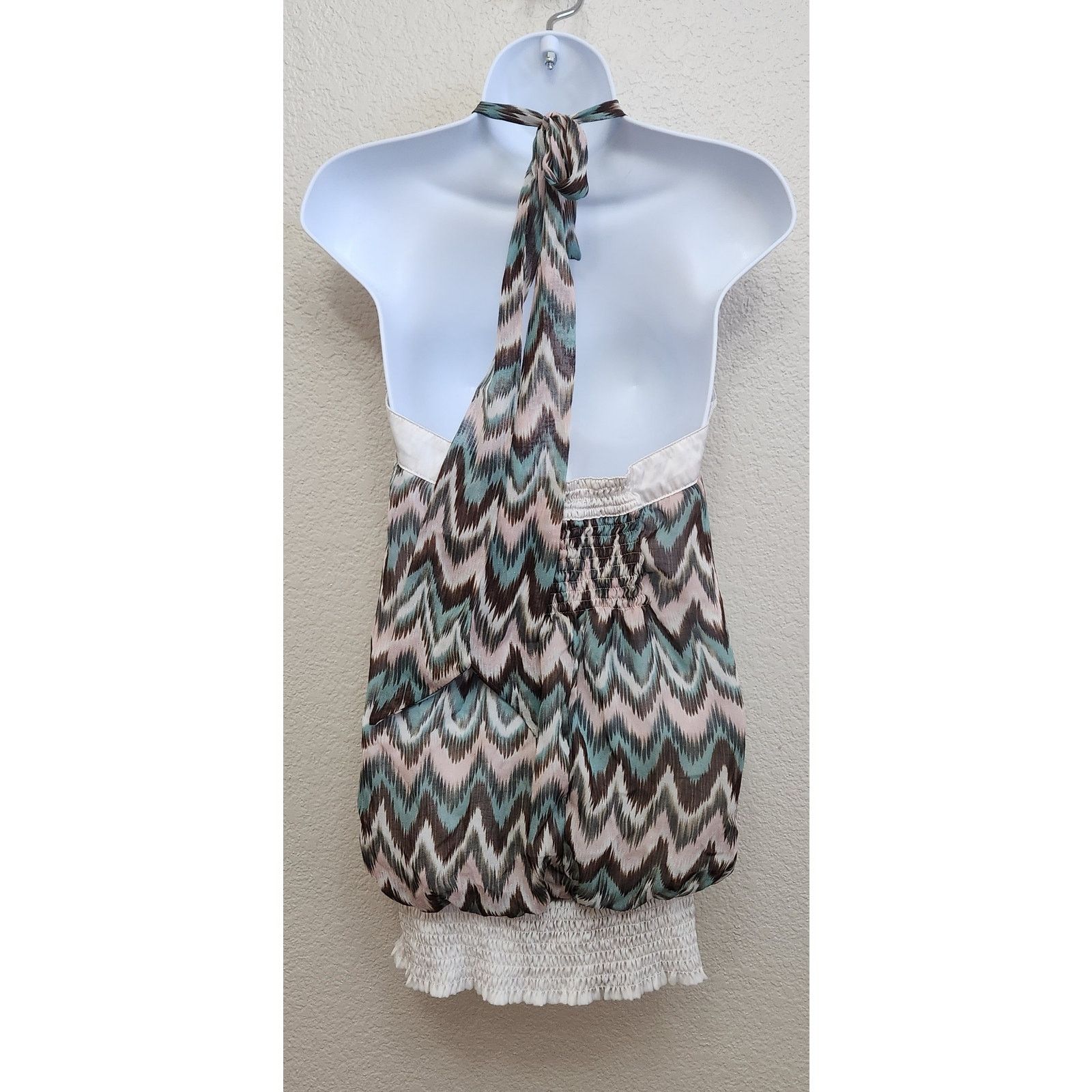 Other Aggie White Pink Striped Halter Top Small Lightweight Flowy Size S / US 4 / IT 40 - 3 Thumbnail