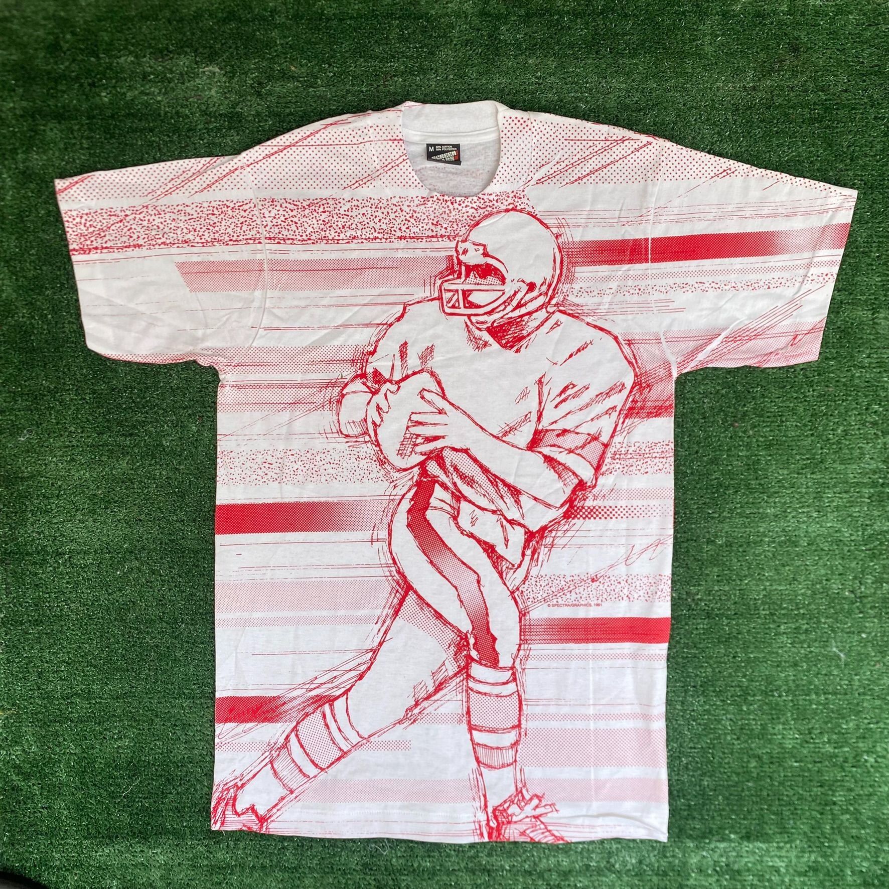 Vintage Vintage 90s Football AOP T-Shirt All Over Print Single Stitc Size US M / EU 48-50 / 2 - 1 Thumbnail