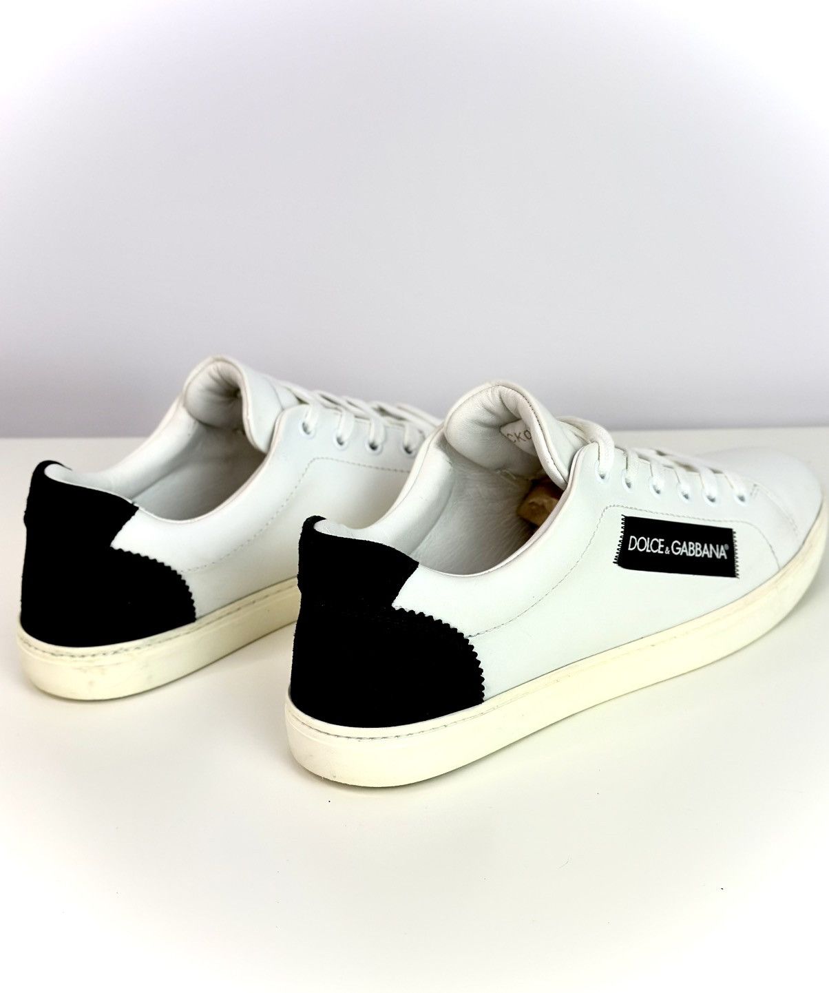 Dolce & Gabbana Dolce & Gabbana White Black Leather Lace Up Sneakers 40s Size US 9 / IT 39 - 10 Thumbnail