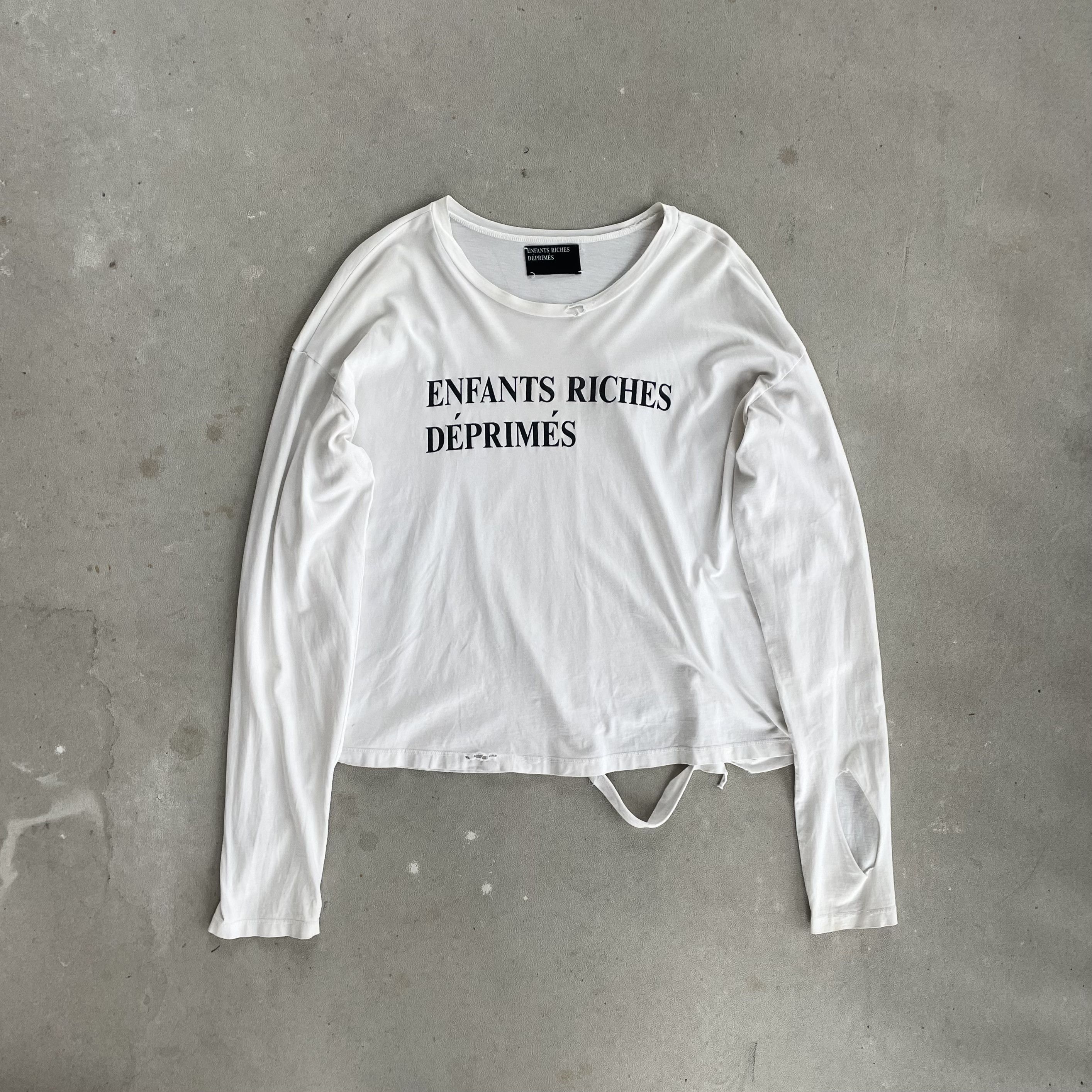 image of Enfants Riches Deprimes Erd Early Classic Logo Distressed Long Sleeve in White, Men's (Size Large)