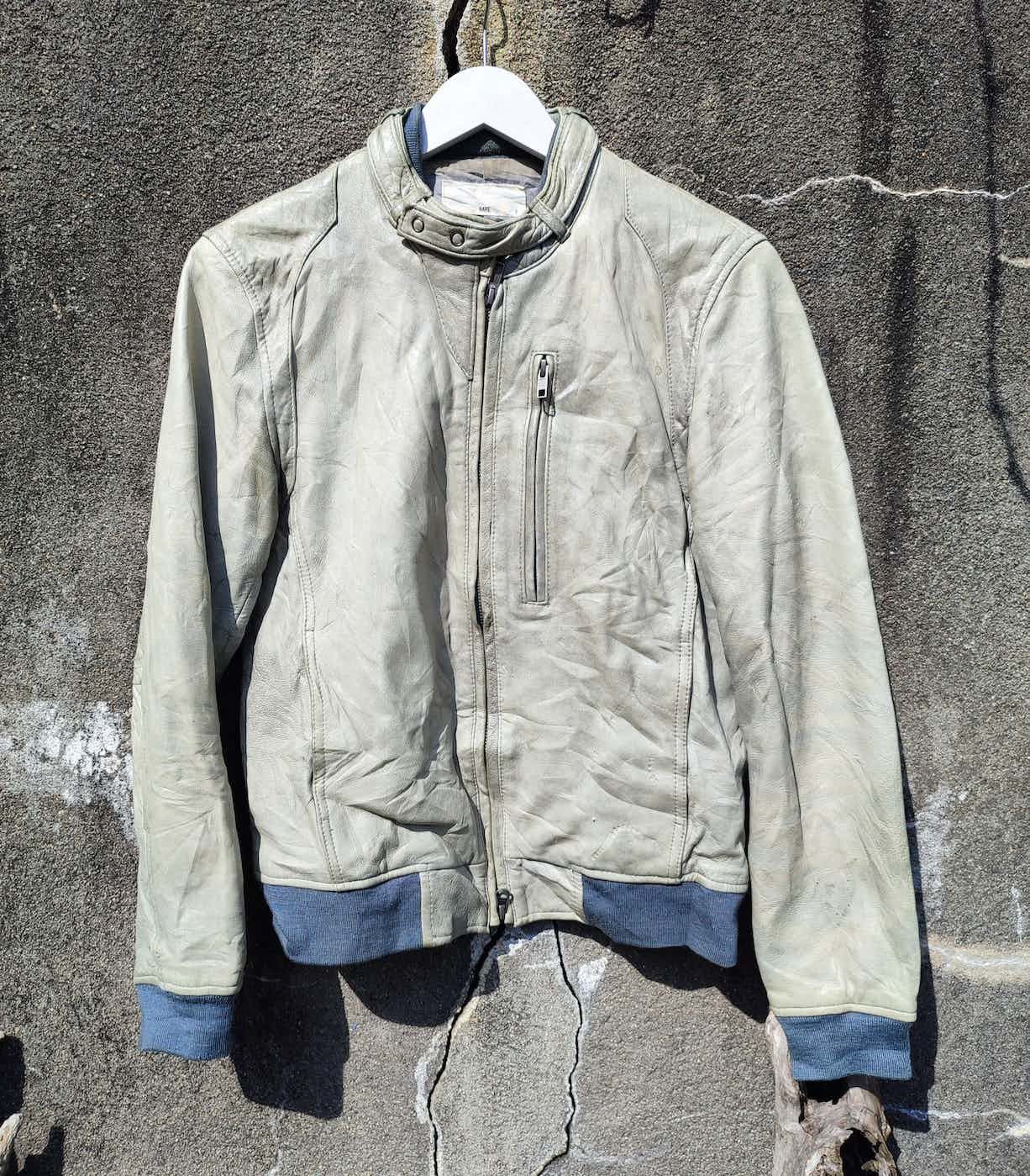 image of Stealvintage Hare Leather Jacket in Mint Green, Men's (Size Small)