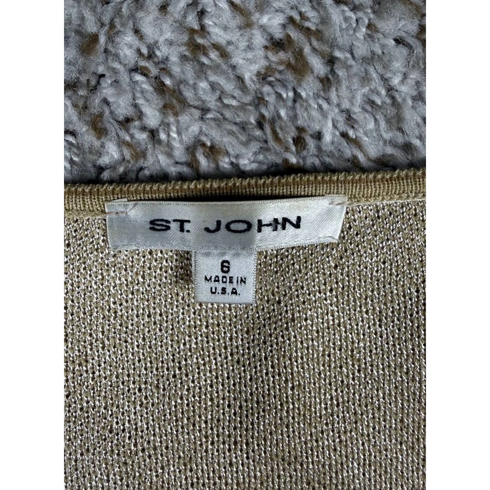 St. John St. John Metallic Knit Sleeveless Shell Top Beige Gold Size 6 Women Size M / US 6-8 / IT 42-44 - 6 Thumbnail