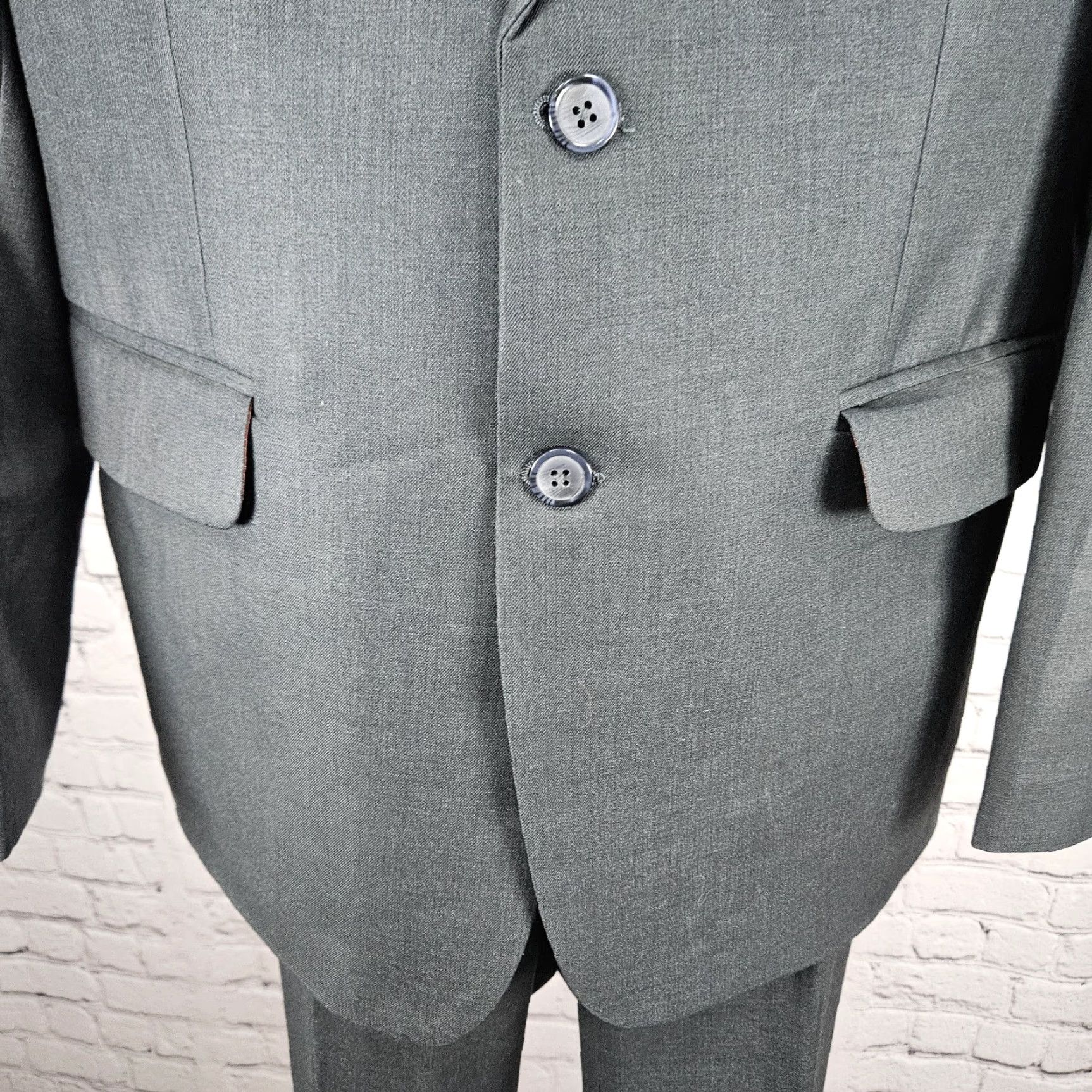 Vintage Unbranded Grey Full Pant Suit 2 Piece Set Notch Jacket 2 Button Double-Vented 40S 33x28 Mens Size 40R - 4 Thumbnail