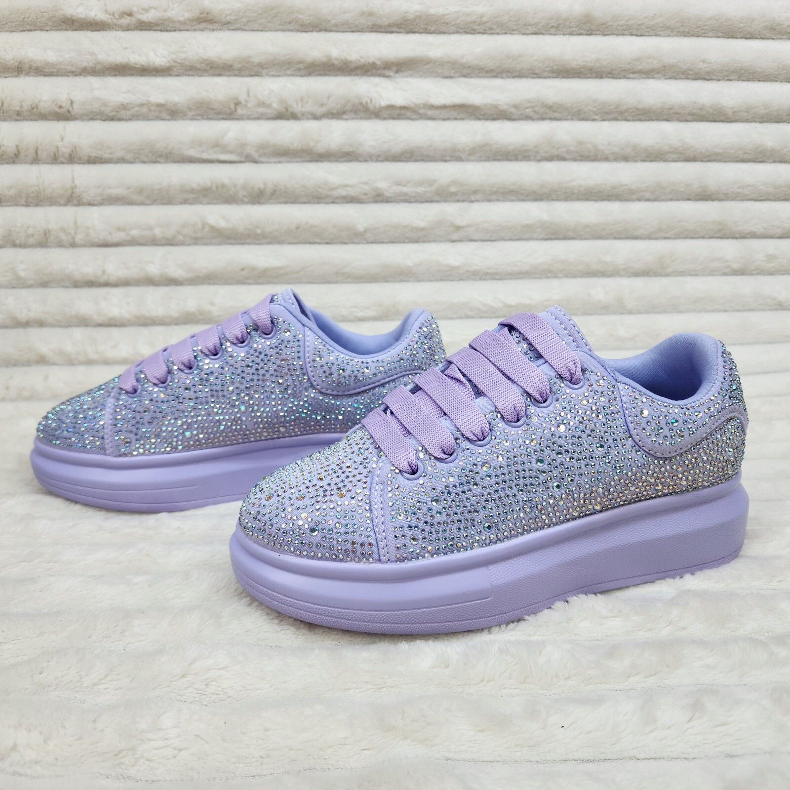Other Cush Baby Lilac Purple Rhinestone Sneakers Tennis Shoes (US Size US 5 / IT 35 - 5 Thumbnail
