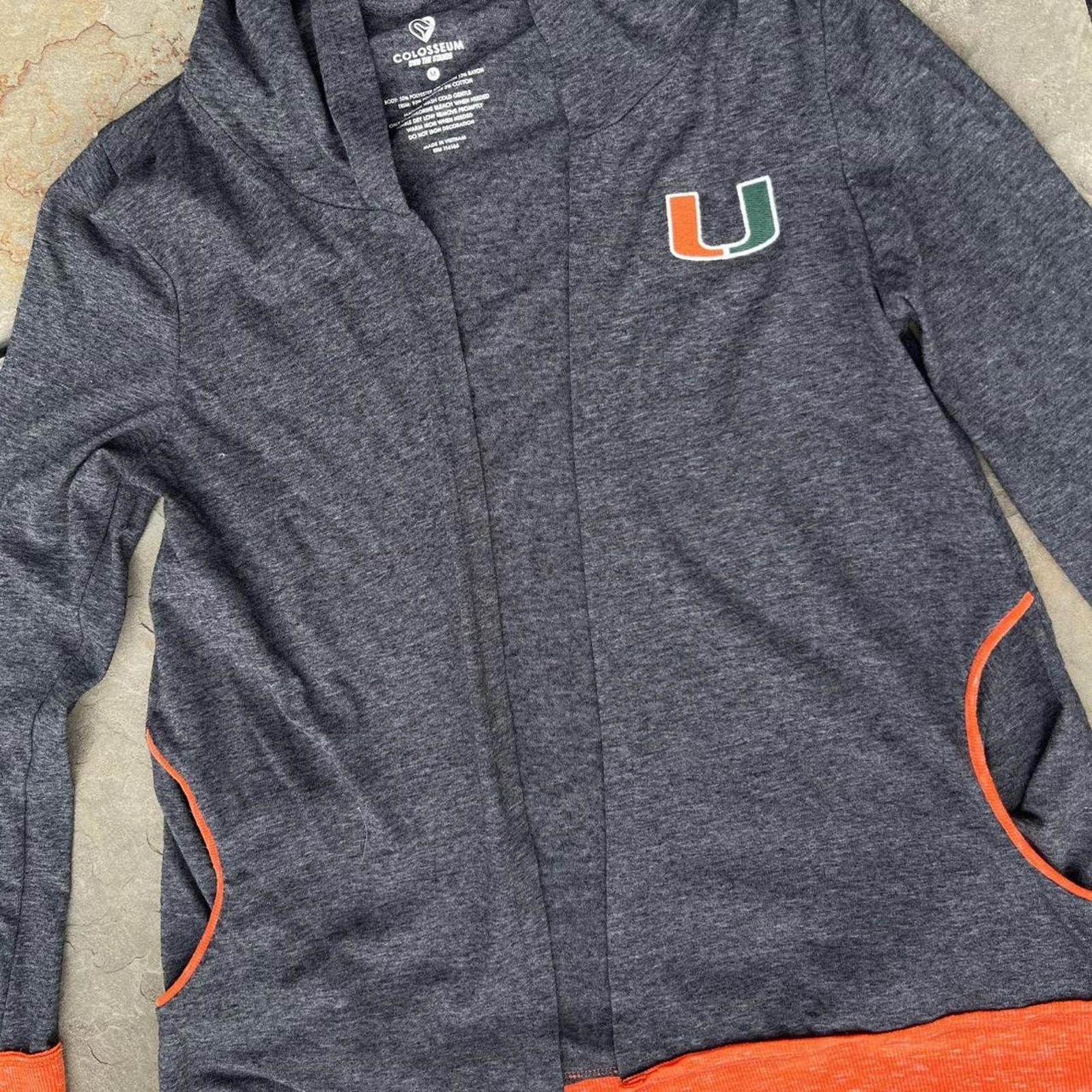 Colosseum Athletics University of Miami Grey Heather + Orange Open Hoodie Size M / US 6-8 / IT 42-44 - 2 Thumbnail