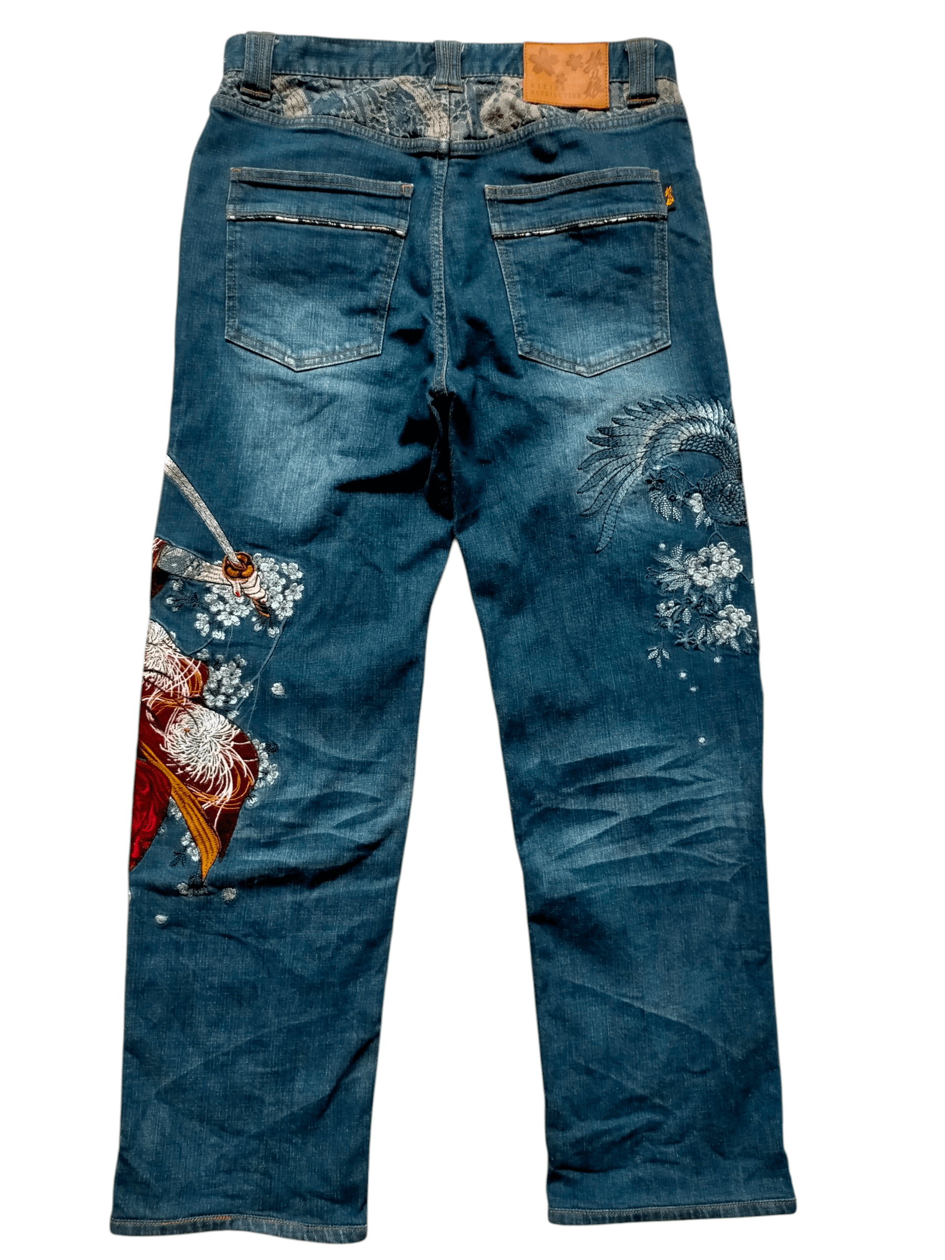 Karakuri Tamashii 🔥Rare🔥Divine Retribution Embroidered Blue Jeans Size US 32 / EU 48 - 2 Thumbnail
