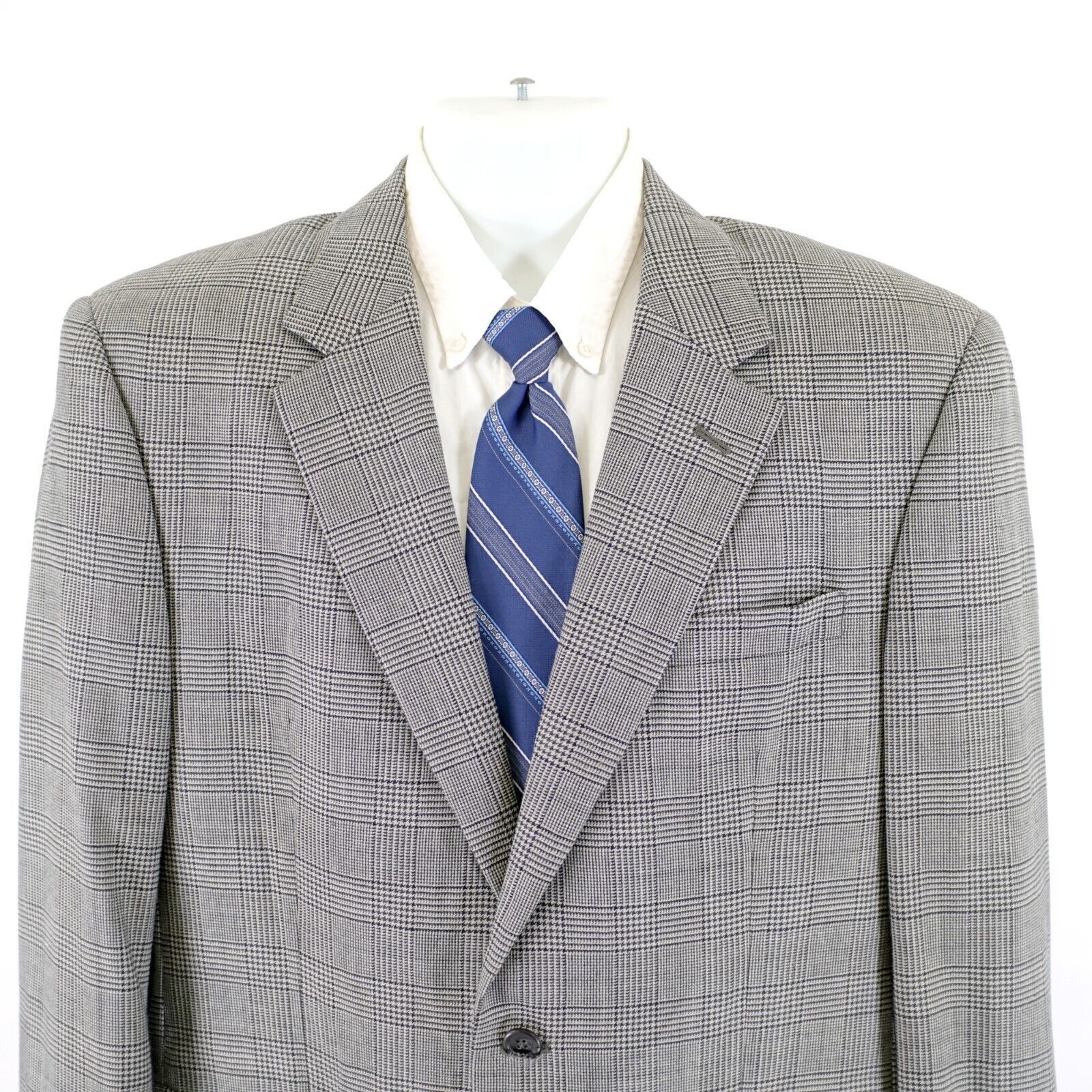 Jos. A. Bank Jos A Bank Silk Wool Gray Glen Plaid 42L Sport Coat / Blazer Size 42L - 1 Thumbnail