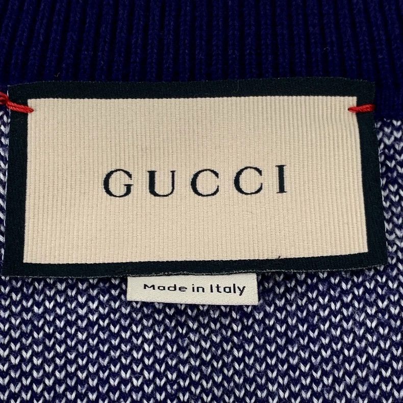 Gucci Gucci Dark blue GG jacquard full print V-neck cotton knitte Size US S / EU 44-46 / 1 - 5 Thumbnail