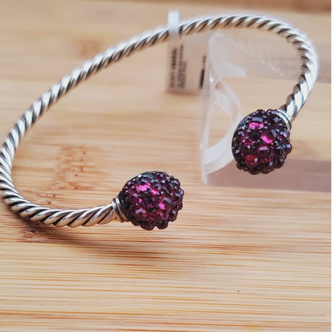 David Yurman David Yurman Garnet Berries Cable Sterling Silver Bracelet Size ONE SIZE - 8 Thumbnail