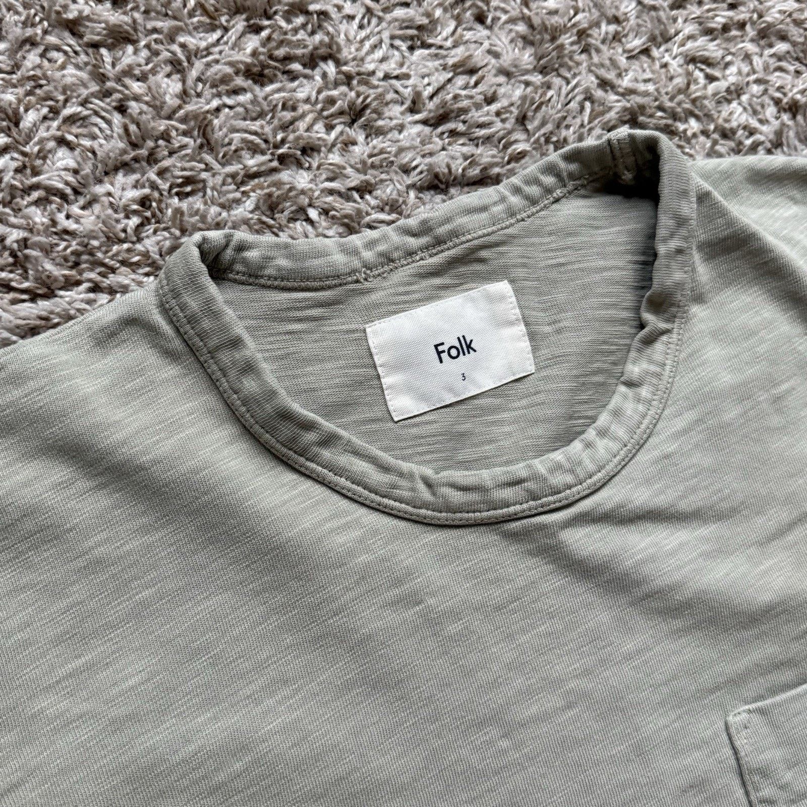 Folk Folk Clothing Heavyweight Sage Green Front Pocket T-Shirt Size US M / EU 48-50 / 2 - 3 Thumbnail