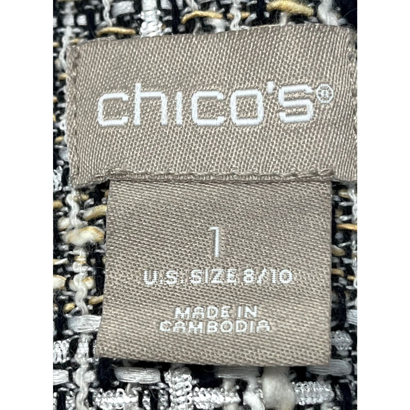 Vintage VINTAGE Chico's Tweed Blazer Jacket Womens 1 Black White Lined 2 Clasp 90s Style Sz 1 US 8-10 Size XS / US 0-2 / IT 36-38 - 7 Thumbnail