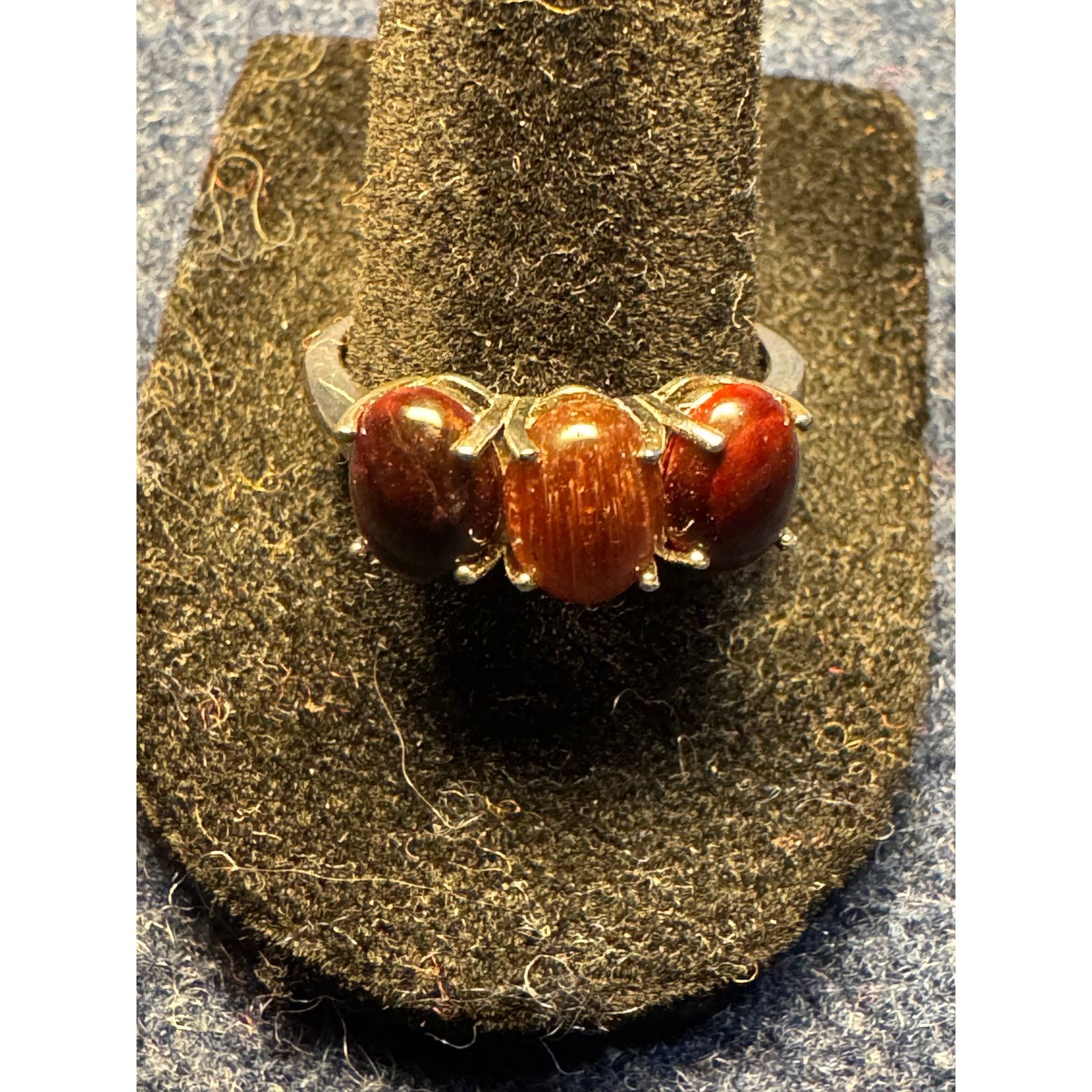 Other 925 Sterling FAS 3 Cabchon Tiger Eye Ring Size 9 Size ONE SIZE - 2 Thumbnail