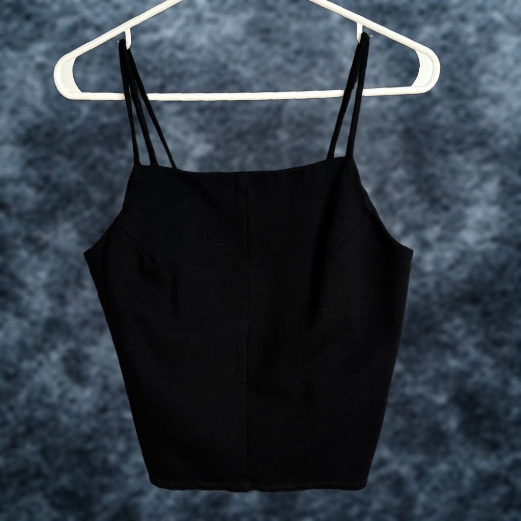 Vintage VINTAGE Eri + Ali Black Double-Strap Sleeveless Tank Top Womens Medium Tank Womens M Black Cotton Polyester Sleeveless Pullover Sleeveless Shirt Size M / US 6-8 / IT 42-44 - 1 Thumbnail