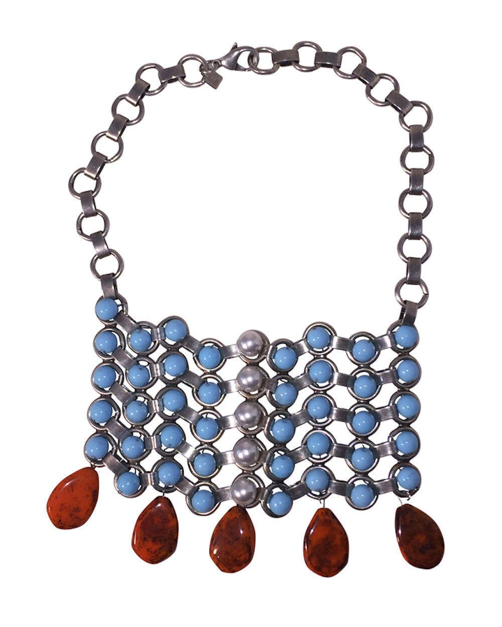 Designer Dannijo Medine Turquoise Glass Drop Necklace Size ONE SIZE - 3 Thumbnail
