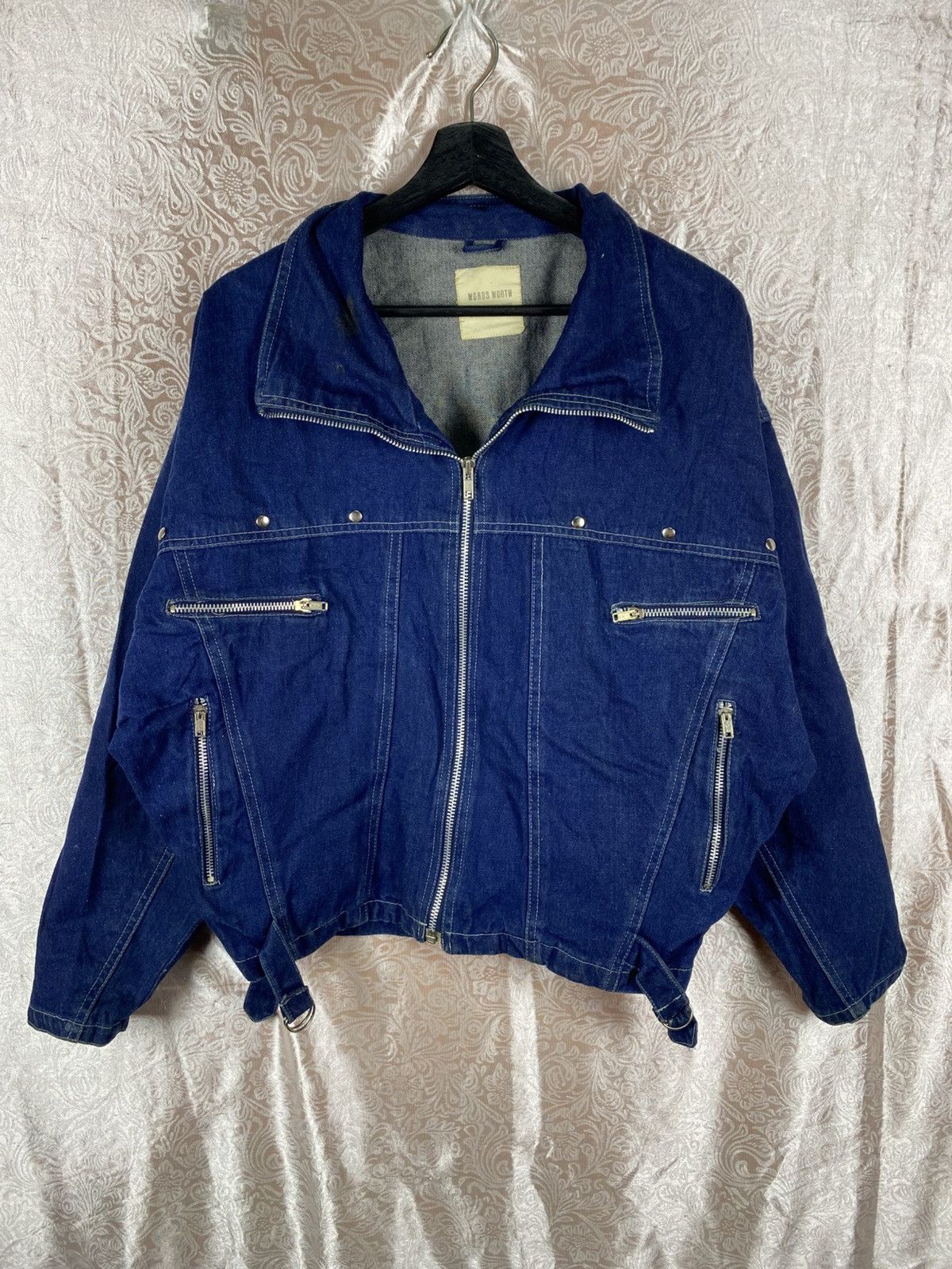 Japanese Brand Vintage WORDS WORTH Denim Cropped Jacket Blue Zipper Utility Size M / US 6-8 / IT 42-44 - 3 Thumbnail