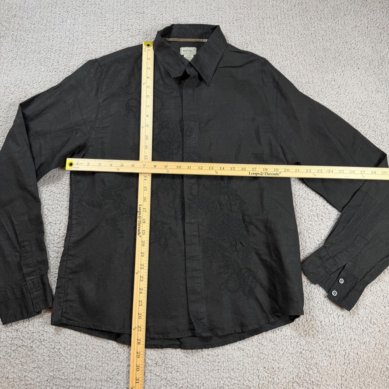 Buffalo David Bitton Buffalo David Bitton Black Linen Blend Button Down Shirt L Size US L / EU 52-54 / 3 - 3 Thumbnail