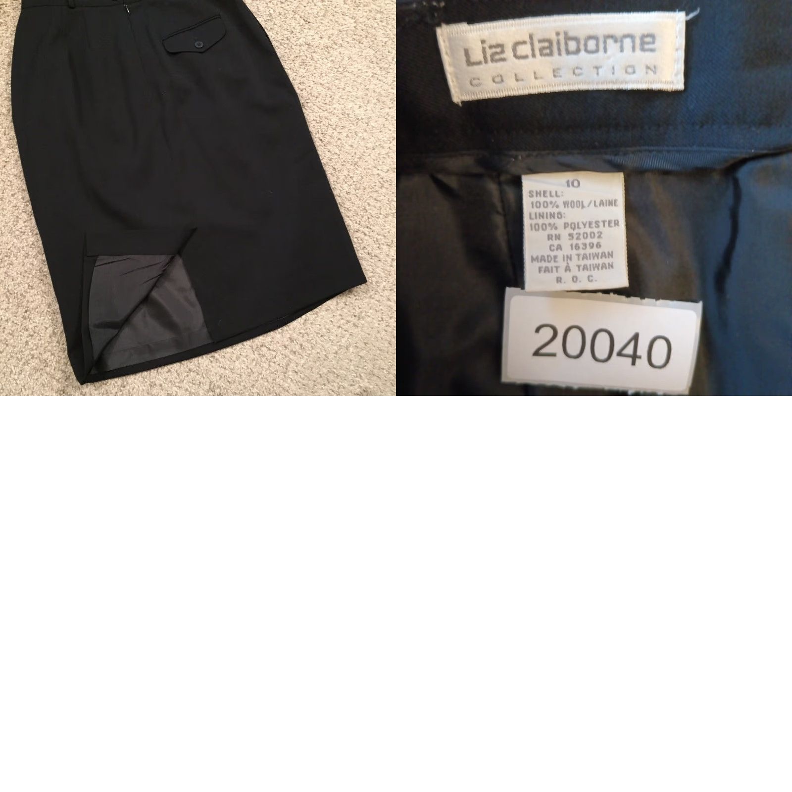 Liz Claiborne Claiborne Skirt Women Size 10 Black Midi Pleated Pencil Lined Wool) Size 32" / US 10 / IT 46 - 8 Thumbnail