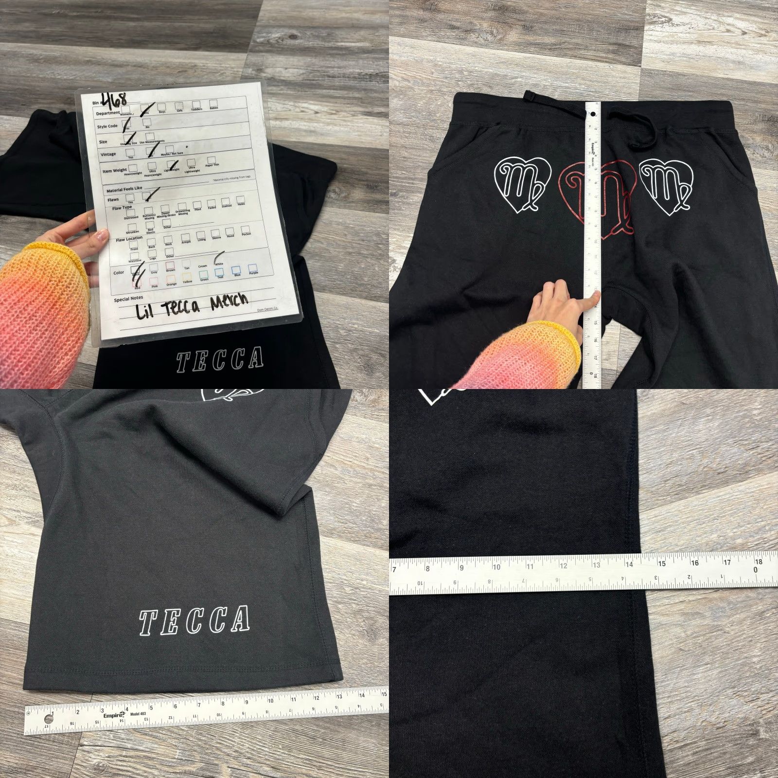 Vintage Lil Tecca Merch Out Of Love Black White Mens 2XL Sweat Shorts Size US 39 - 8 Thumbnail