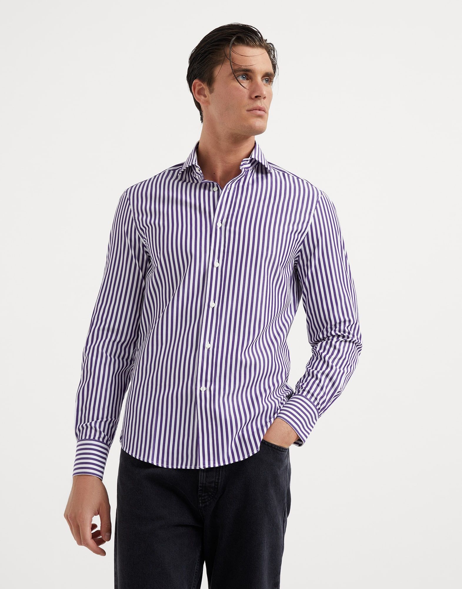 Brunello Cucinelli o1la1rc1a0925 Shirt in Blue/White Size US L / EU 52-54 / 3 - 1 Thumbnail
