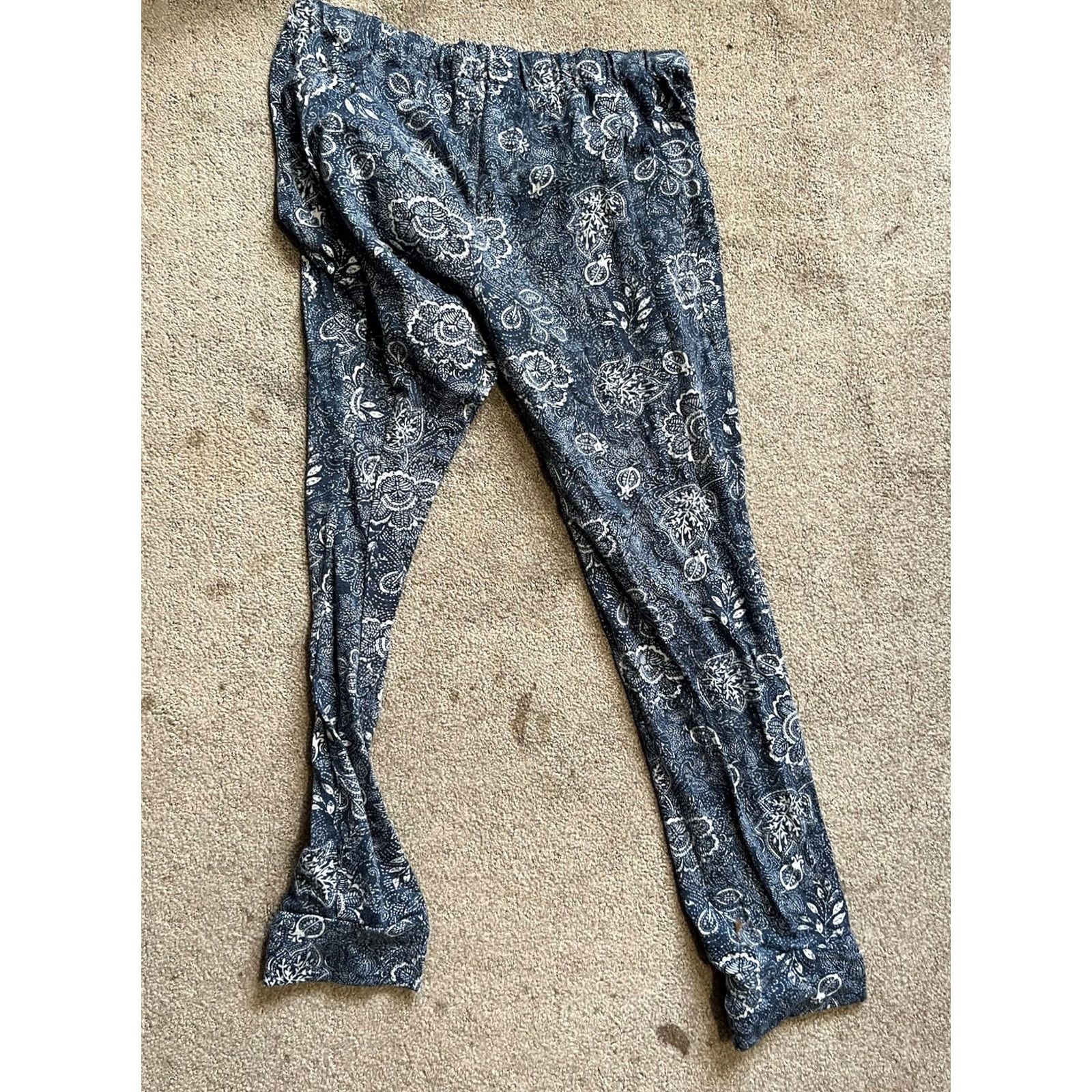 Lucky Brand Lucky Brand Pants Womens Lounge Drawstring Pockets Blue Floral Medium Size 32" / US 10 / IT 46 - 3 Thumbnail