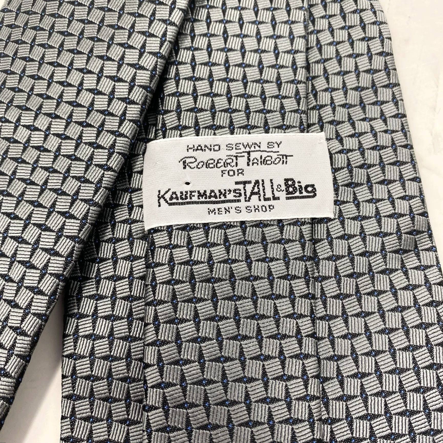 Robert Talbott Robert Talbott Tie Silk Geometric Silver Gray Big & Tall Hand Sewn USA Made Size ONE SIZE - 4 Thumbnail