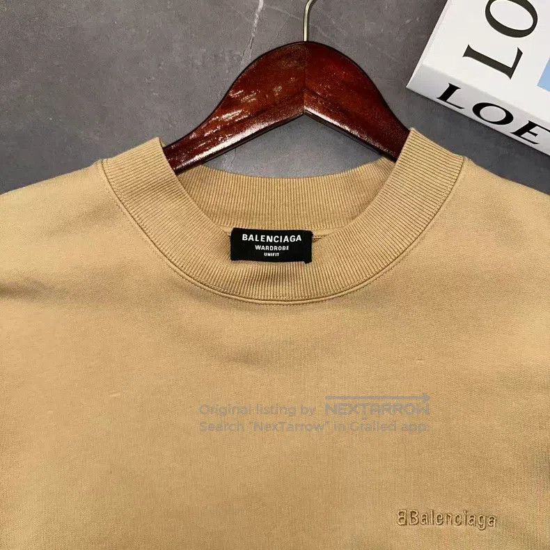 Balenciaga Embroidered letter khaki sweatshirt S size