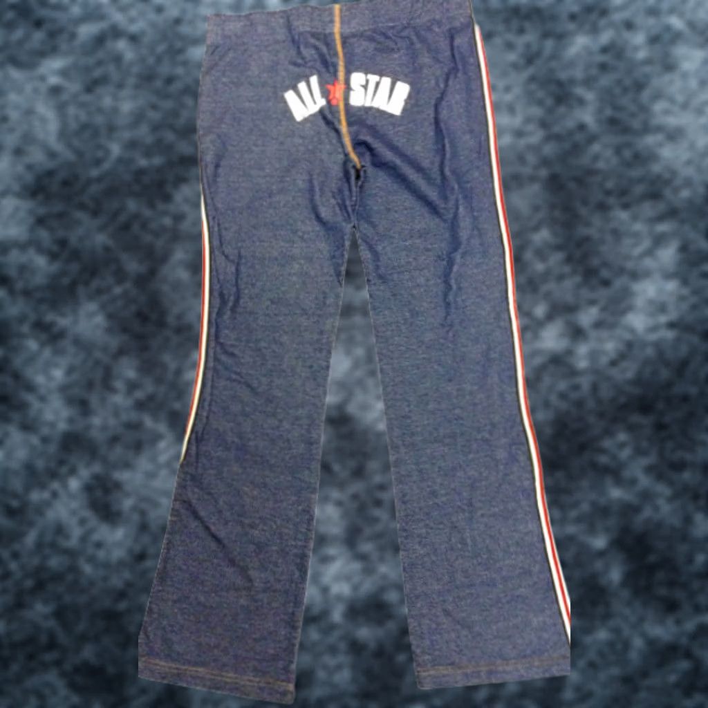 Converse Converse All Star Roll Waist Blue Denim Look Sweat Pants Womens L 100% Cotton Size 36" / US 14 / IT 50 - 1 Thumbnail