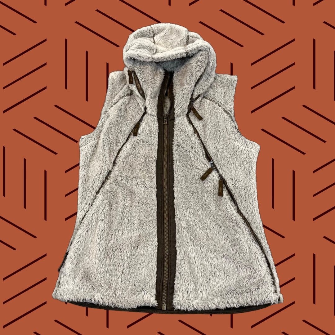 Vintage KUHL Vest Womens M White Fuzzy Fleece Flight Full Zip Hooded Jacket Hiking - Gray Size M / US 6-8 / IT 42-44 - 1 Thumbnail