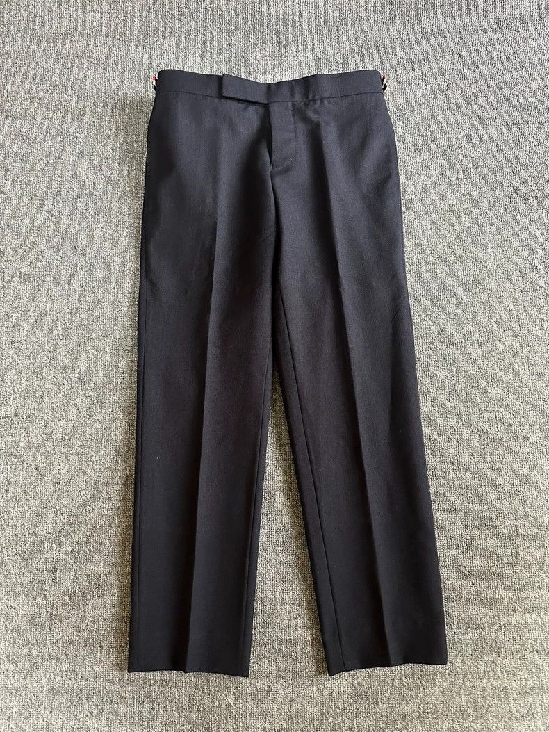 Thom Browne Thom Browne size 0 Deep blue gold buckle striped trousers Size US 27 - 1 Thumbnail