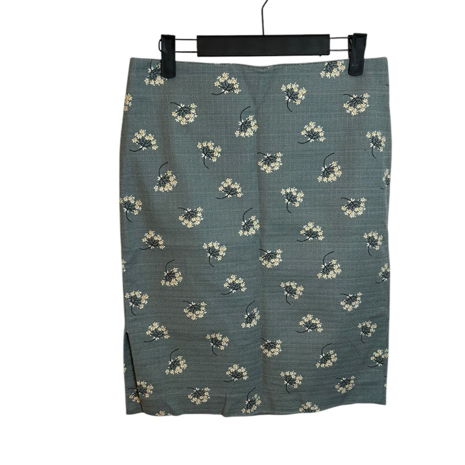 Loft Loft Slate Blue Floral Pencil Skirt Size 27" / US 4 / IT 40 - 1 Thumbnail