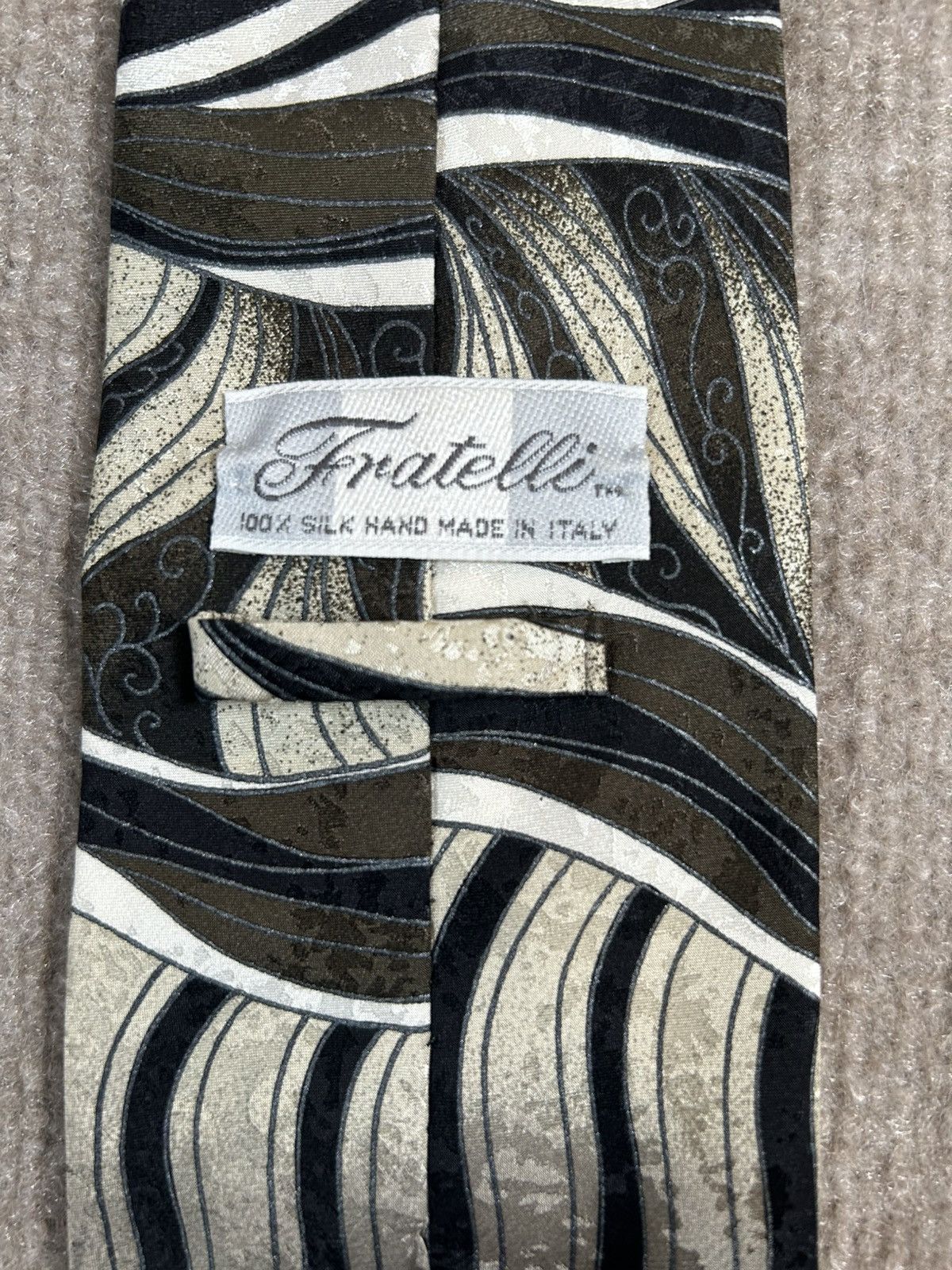 Fratelli Rossetti Fratelli Italy Tie 100% Silk Hand Made Black Cream Silv 0094 Size ONE SIZE - 3 Thumbnail