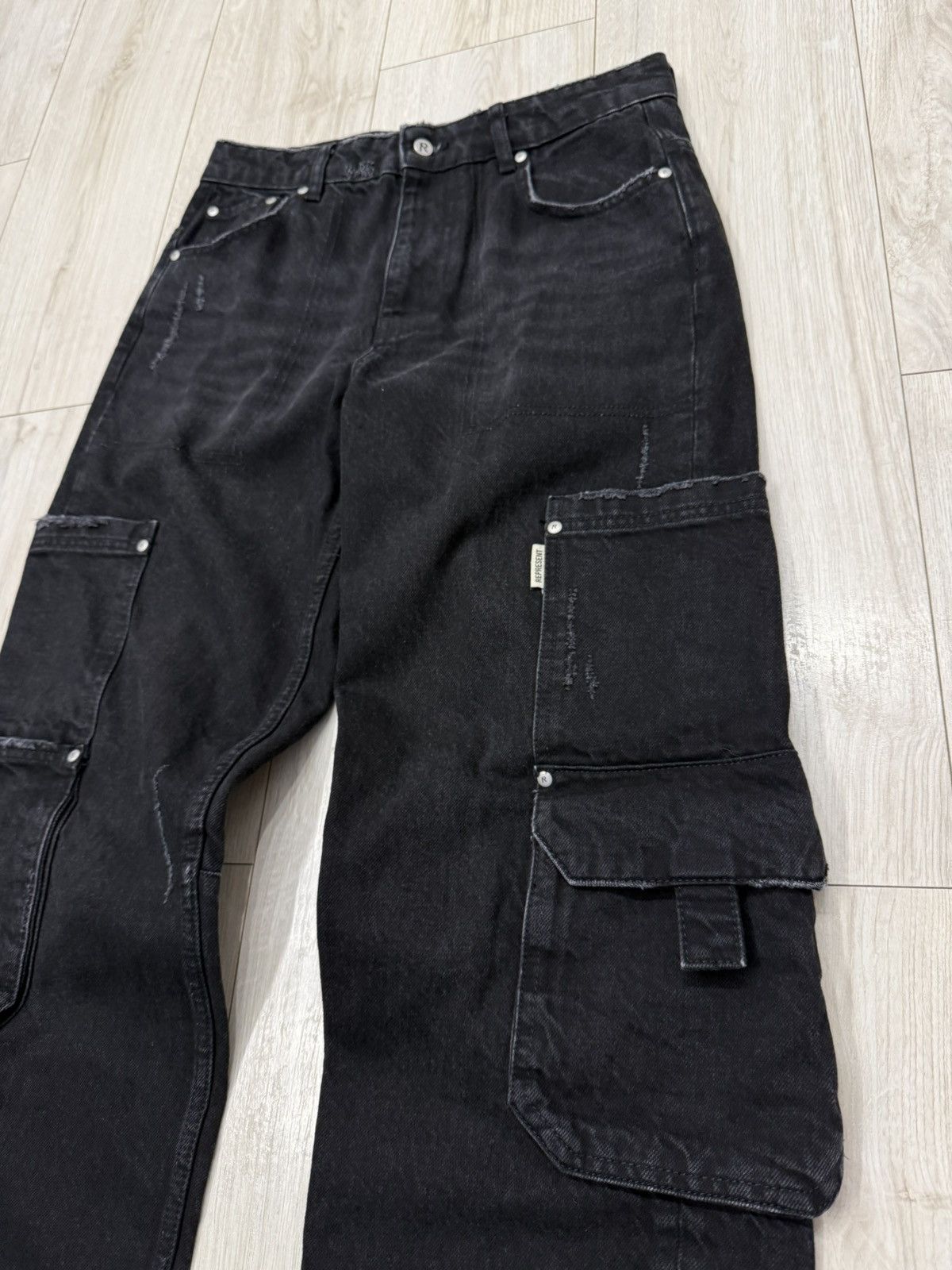 Represent Clo. 🔥Sick Represent Black R3 Workshop Denim Cargo Pants Sicko Y3 Size US 30 / EU 46 - 3 Thumbnail