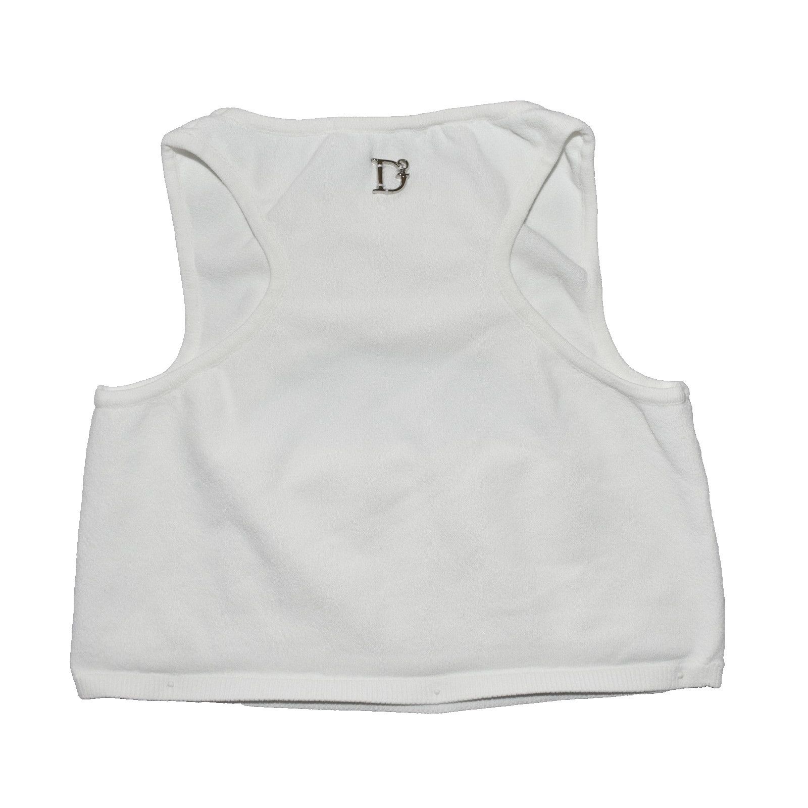 Dsquared2 DSQUARED2 White Stretch Knit Chest Cut Out Logo Top Sz XS Size XS / US 0-2 / IT 36-38 - 5 Thumbnail