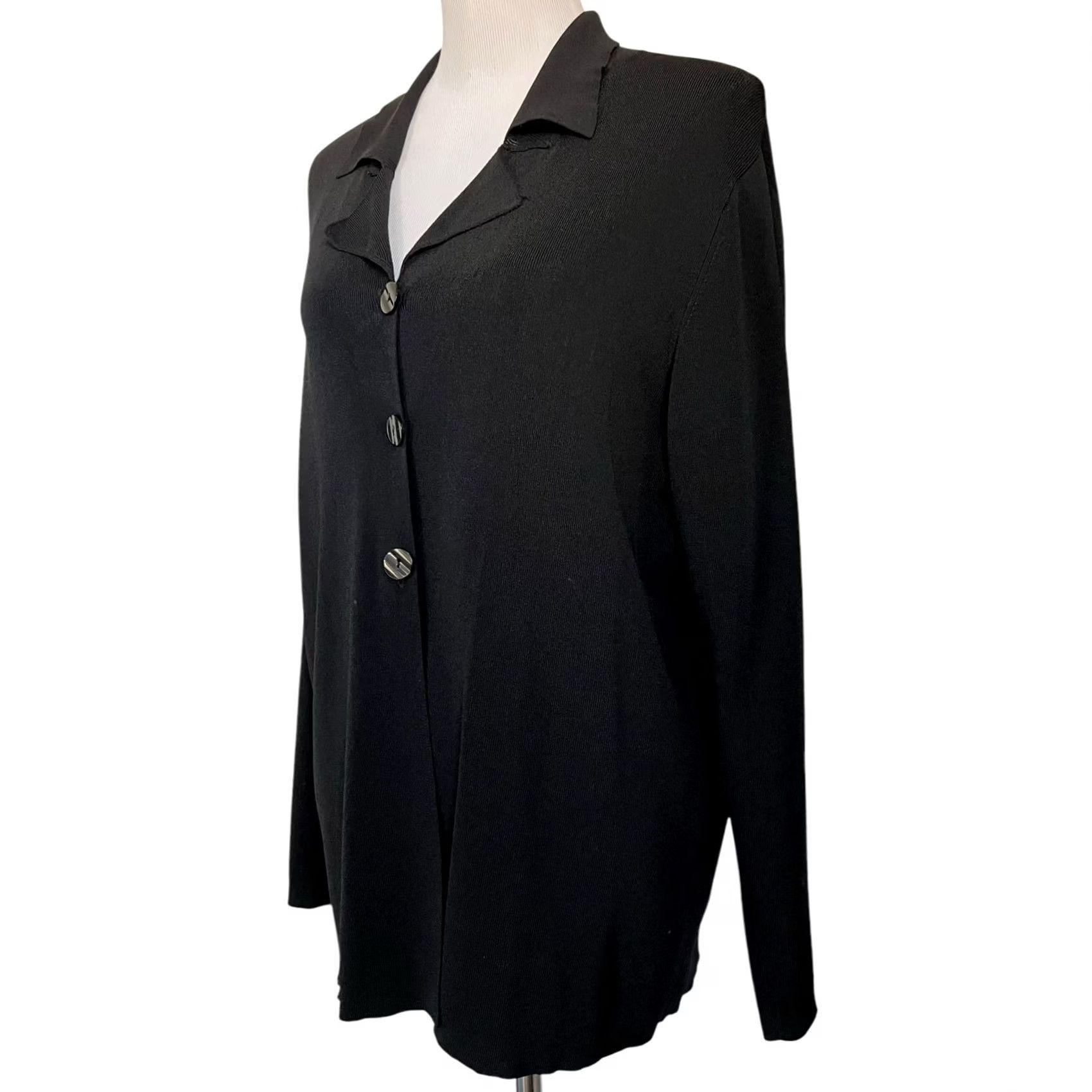 Vintage VINTAGE Chico’s Design Button-Front Top Women’s XL Black Rayon Nylon Knit Shirt Size XL / US 12-14 / IT 48-50 - 3 Thumbnail