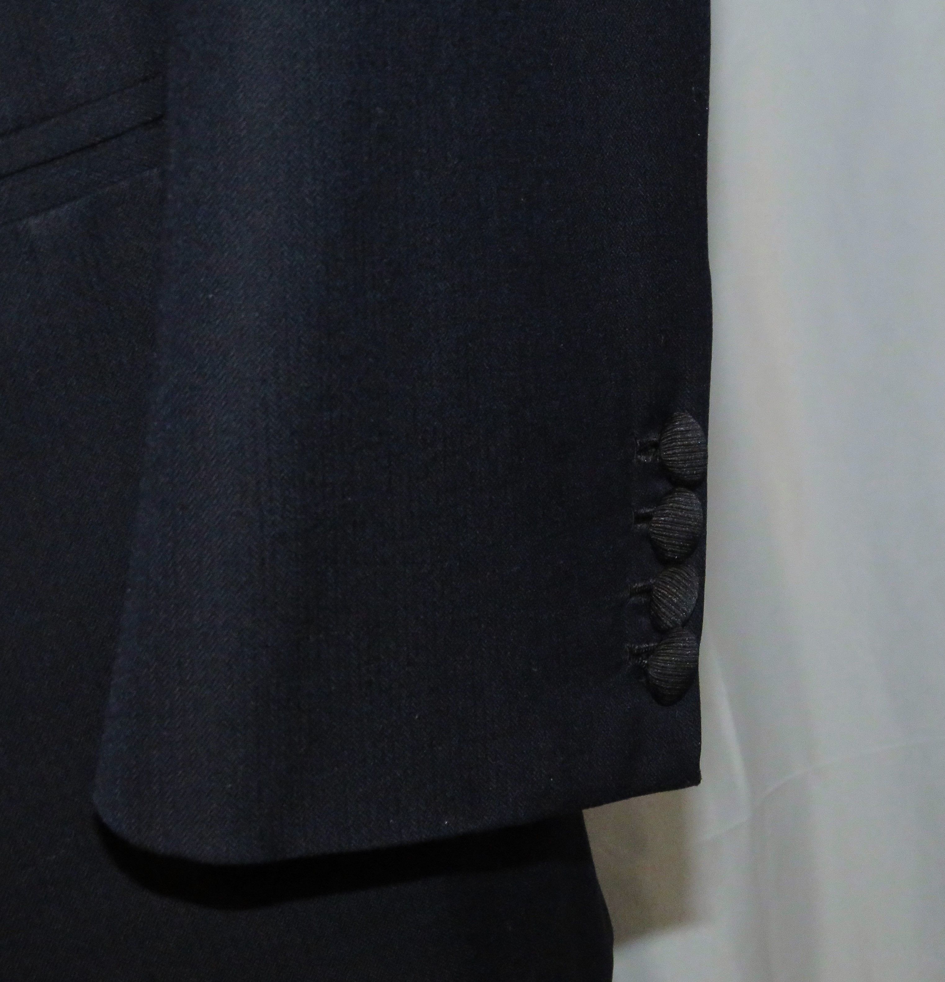 Alan Flusser Bespoke Navy Herringbone Shawl Collar One Button Tuxedo 40R Size 40R - 11 Thumbnail