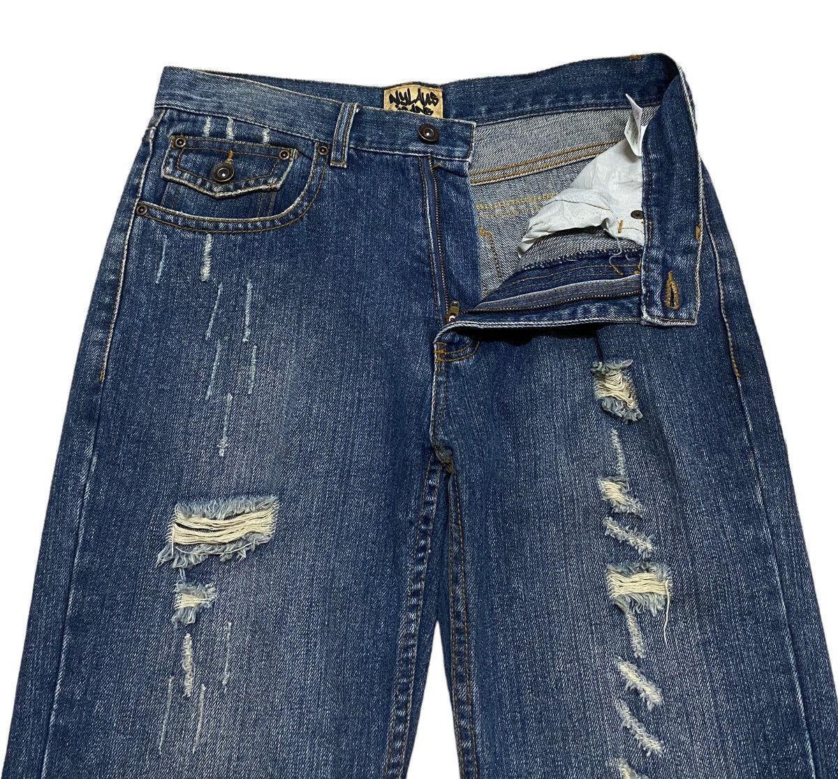 Designer × Japanese Brand × Vintage Rare Design Vintage Nylaus Flared Distressed Jeans 2000s Size US 30 / EU 46 - 6 Thumbnail